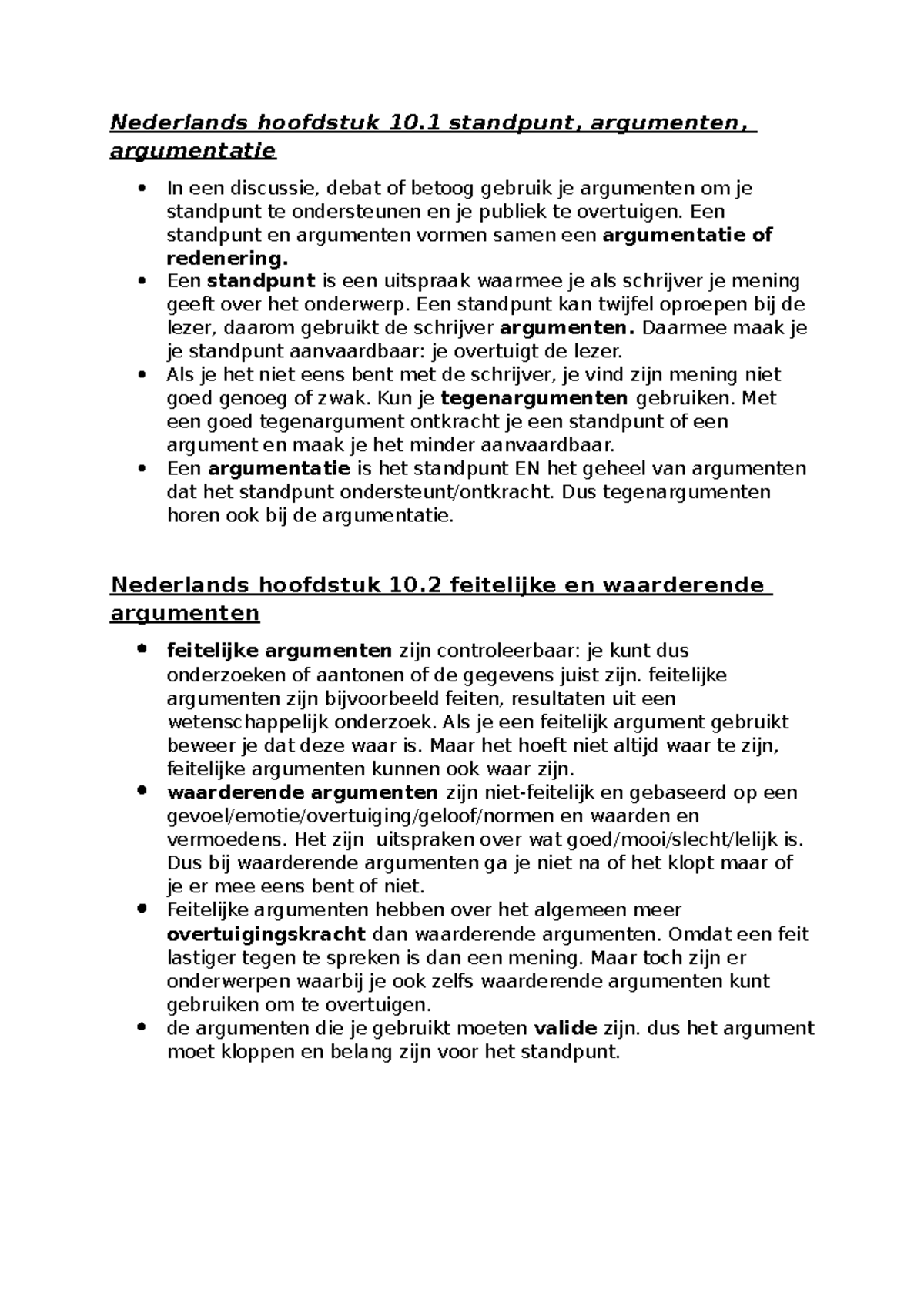 Nederlands Hoofdstuk 10: Argumentatie en Argumenten Samenvatting ...