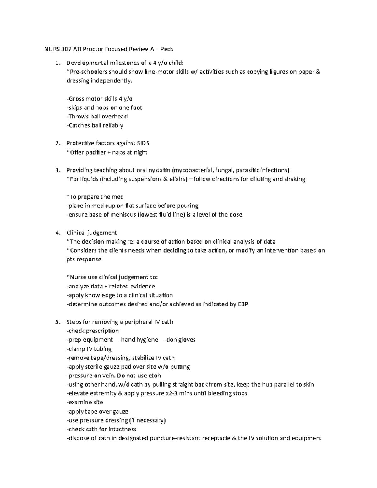 NURS 307 ATI Proctor Focused Review A Notes -Gross motor skills 4 y/o ...