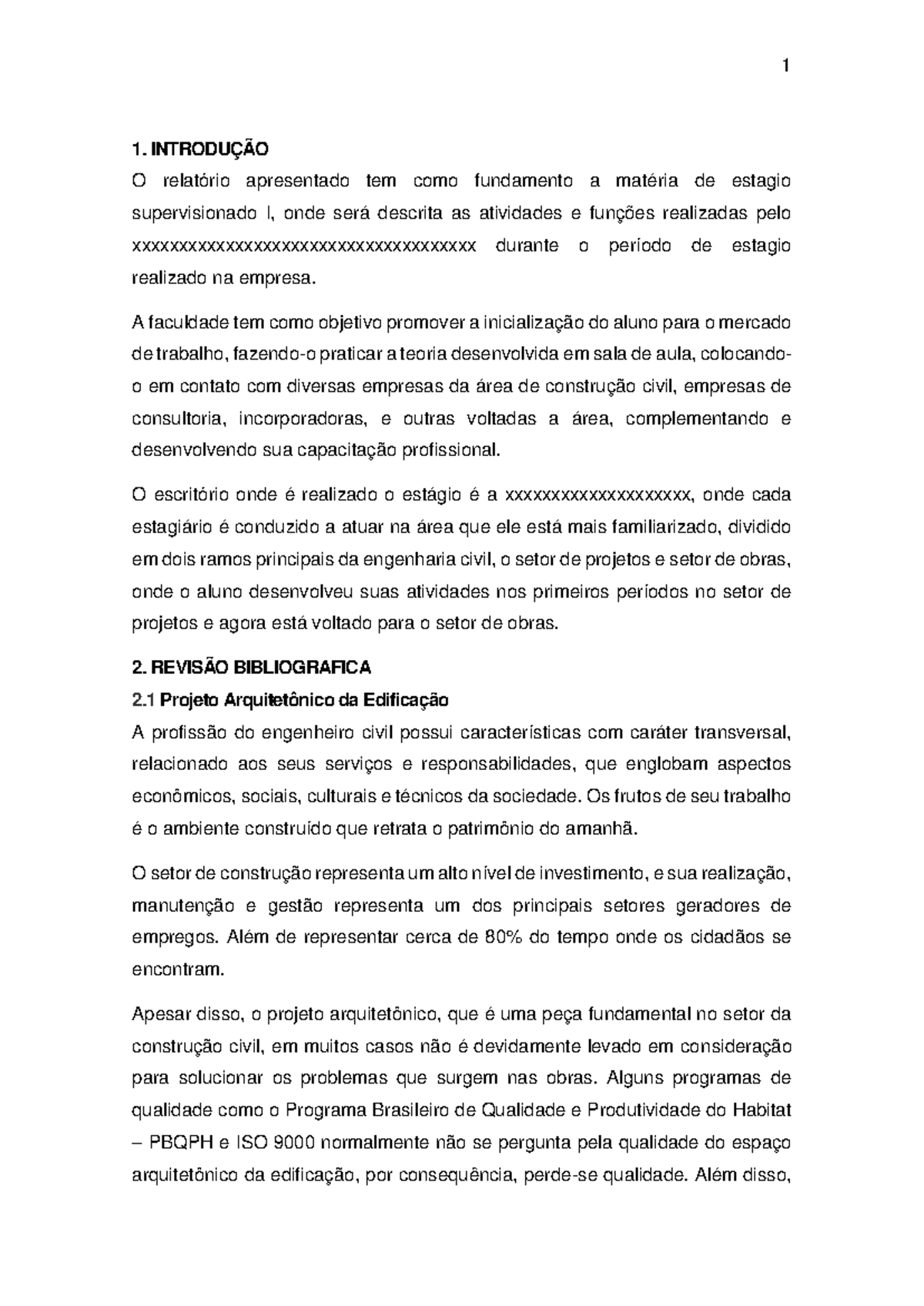 Relatório de Estágio Supervisionado I - Engenharia Civil Multivix - Studocu