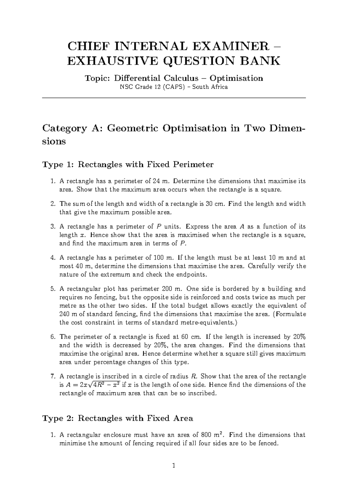 Optimization 2 - Math: Comprehensive Question Bank on Differential ...