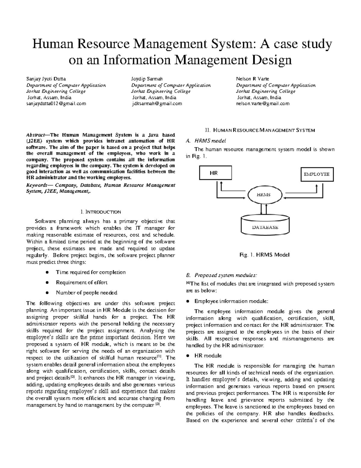 Human Resource Management System: A Case Study on J2EE Development ...