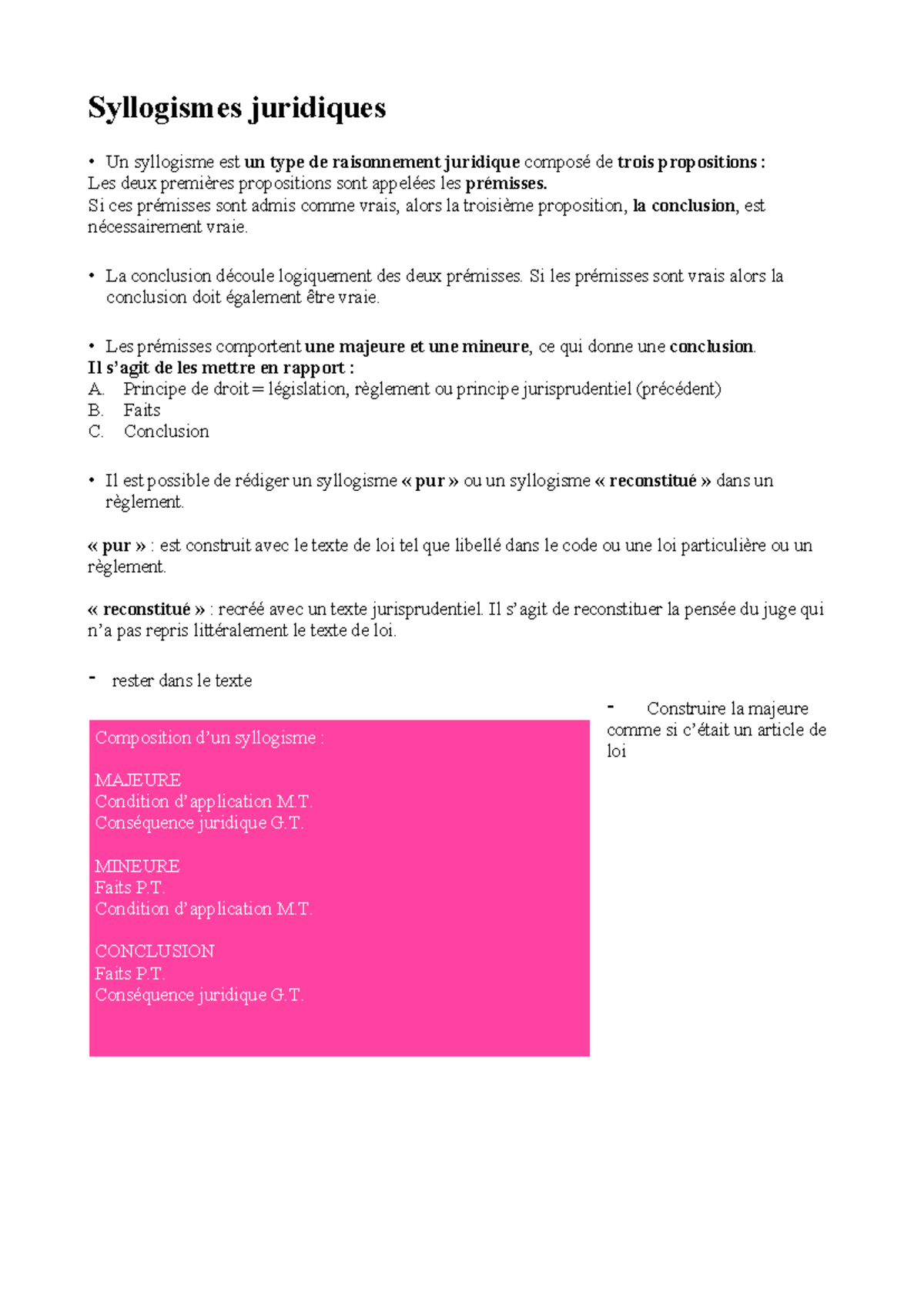 Syllogismes Si ces prémisses sont admis comme vrais, alors la — free download