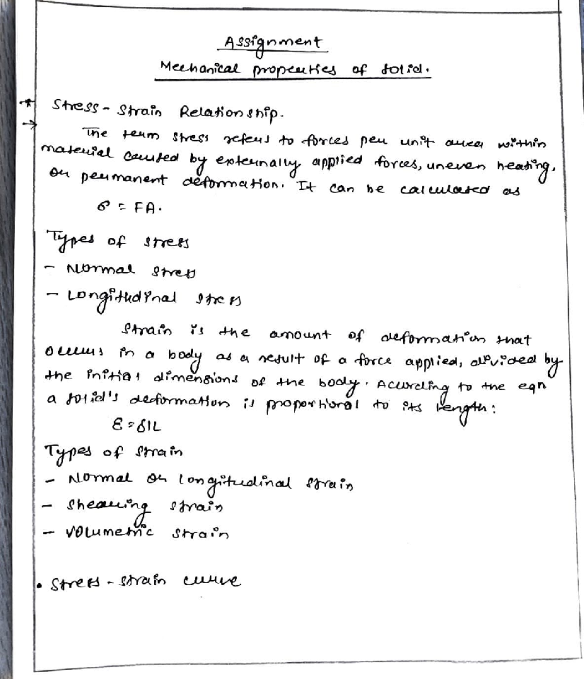 Assignment: Mechanical Properties of Tolid - Stress-Strain Relationship ...