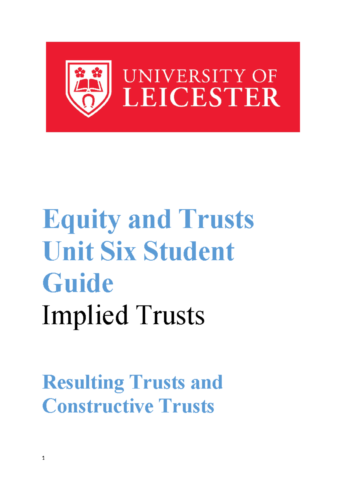 Unit 6 Equity and Trusts: Resulting & Constructive Trusts Insights 2024 ...