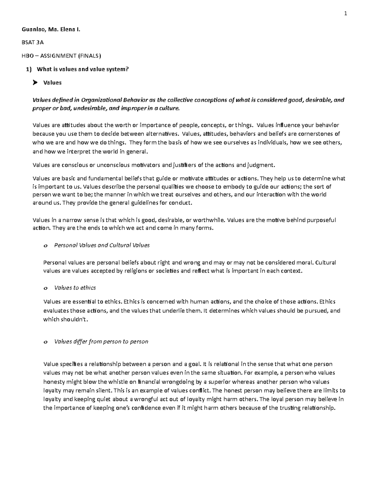 BSAT 3A - Final Exam: Understanding Human Behavior in Organizations ...