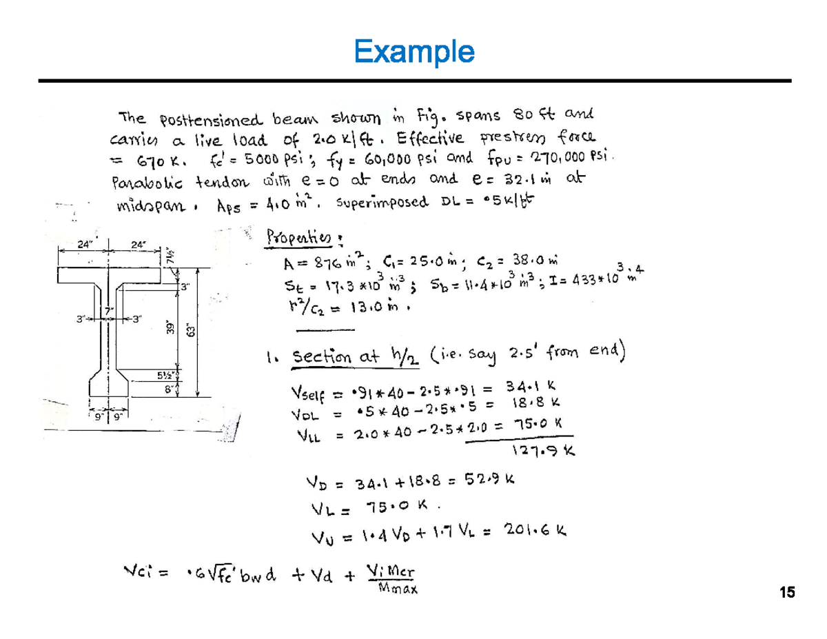 Example 13: Shear Strength Analysis of Posttensioned Beams - Studocu