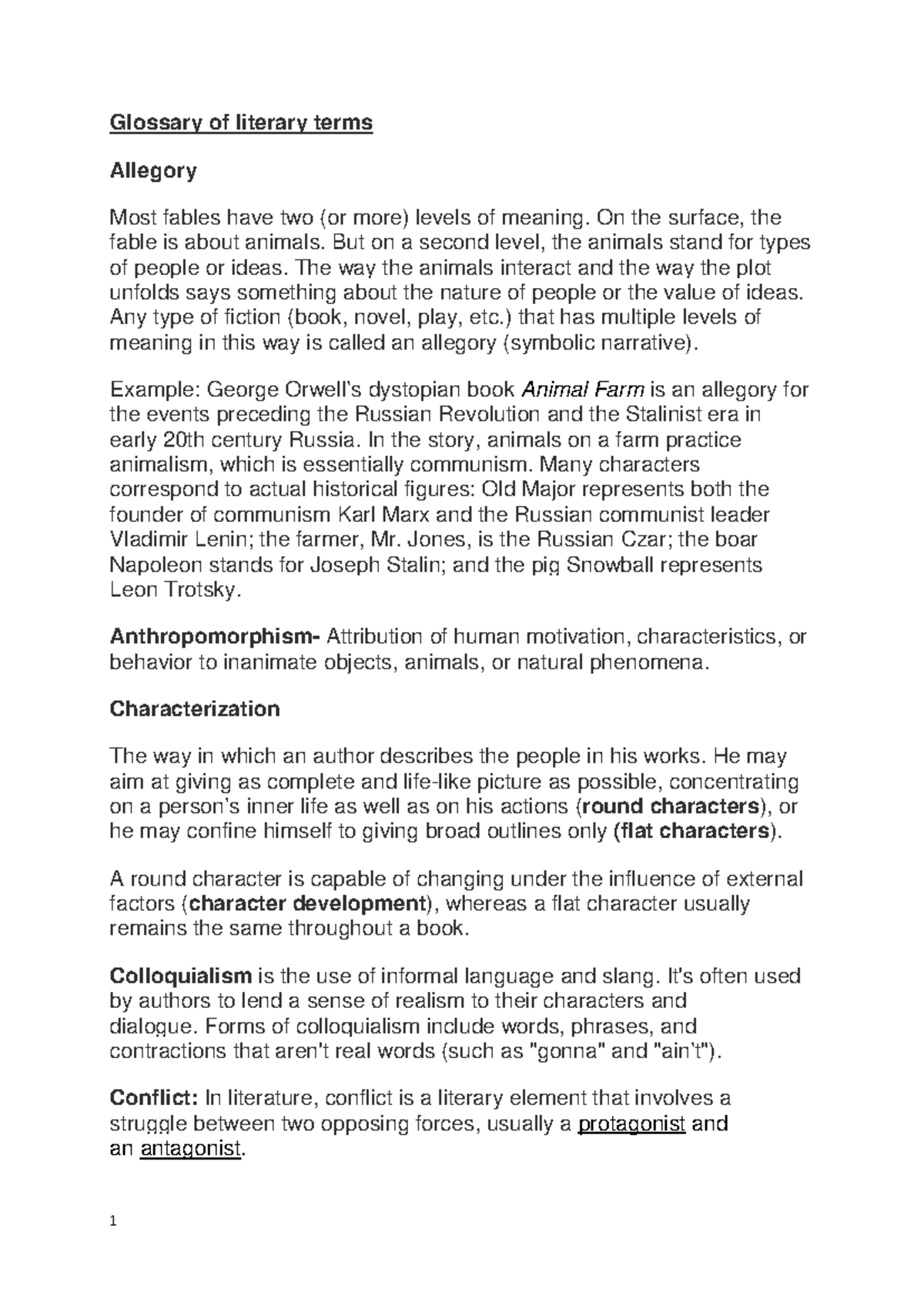 Glossary of Literary Terms: Key Concepts and Definitions V4 - Studeersnel