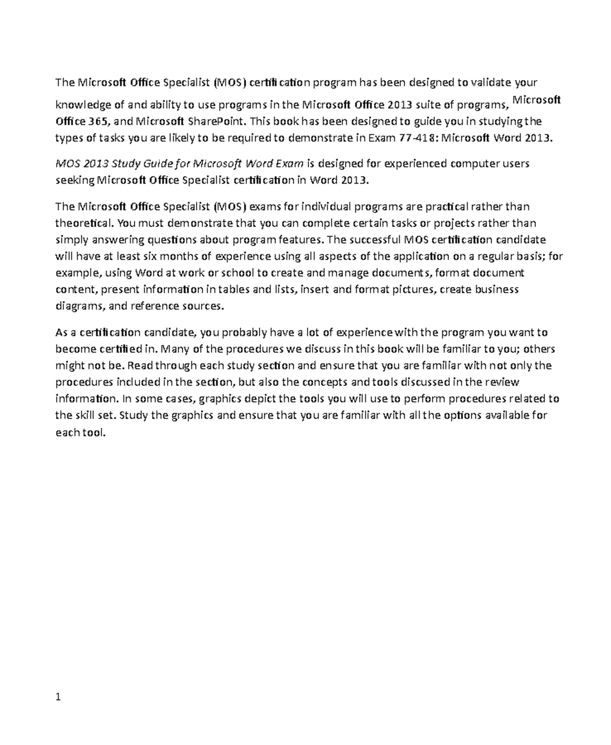 Word 1-4c - Study Guide for Exam 77-418: Microsoft Word 2013 - Studocu