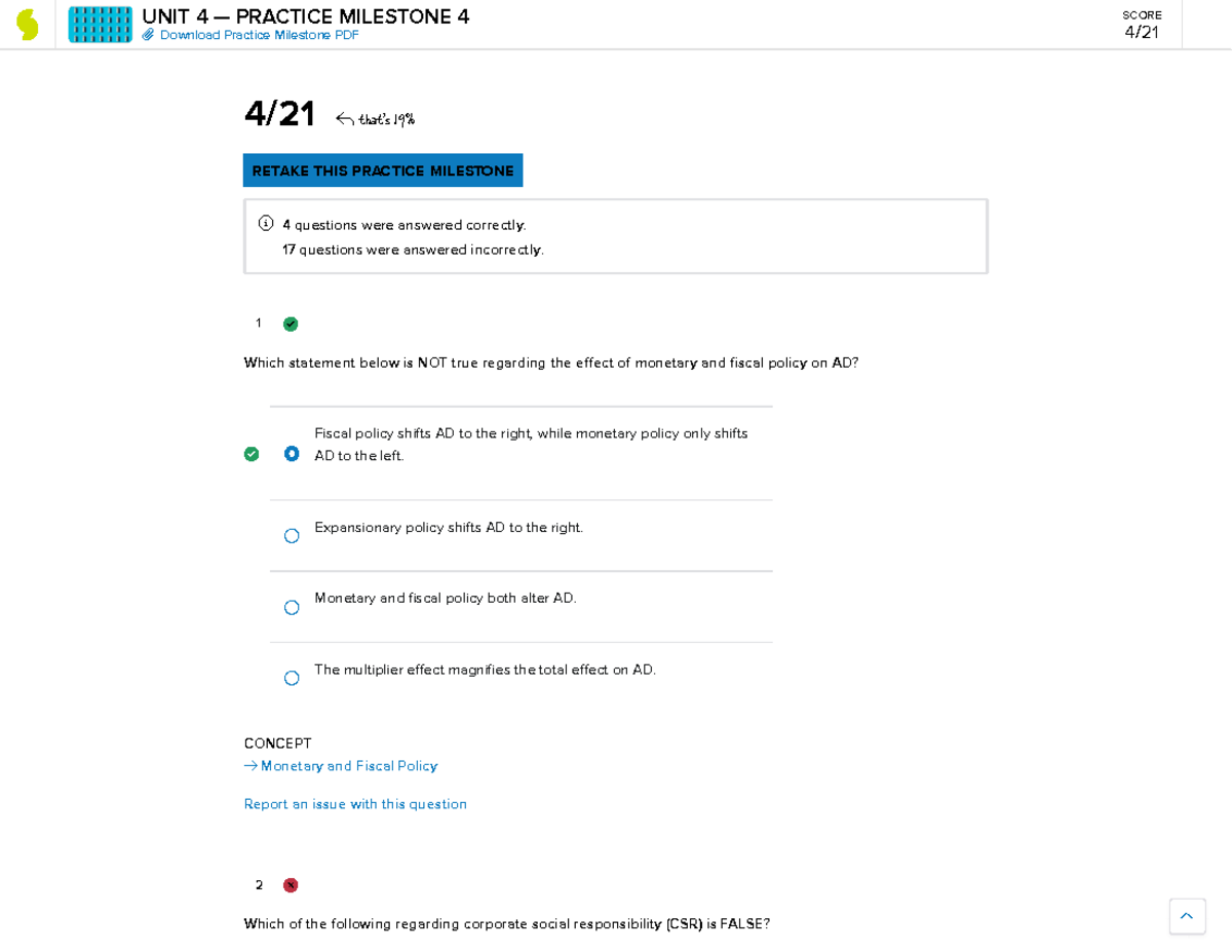 Sophia Macroeconomics UNIT 4 — Practice Milestone 4 Review Notes - Studocu