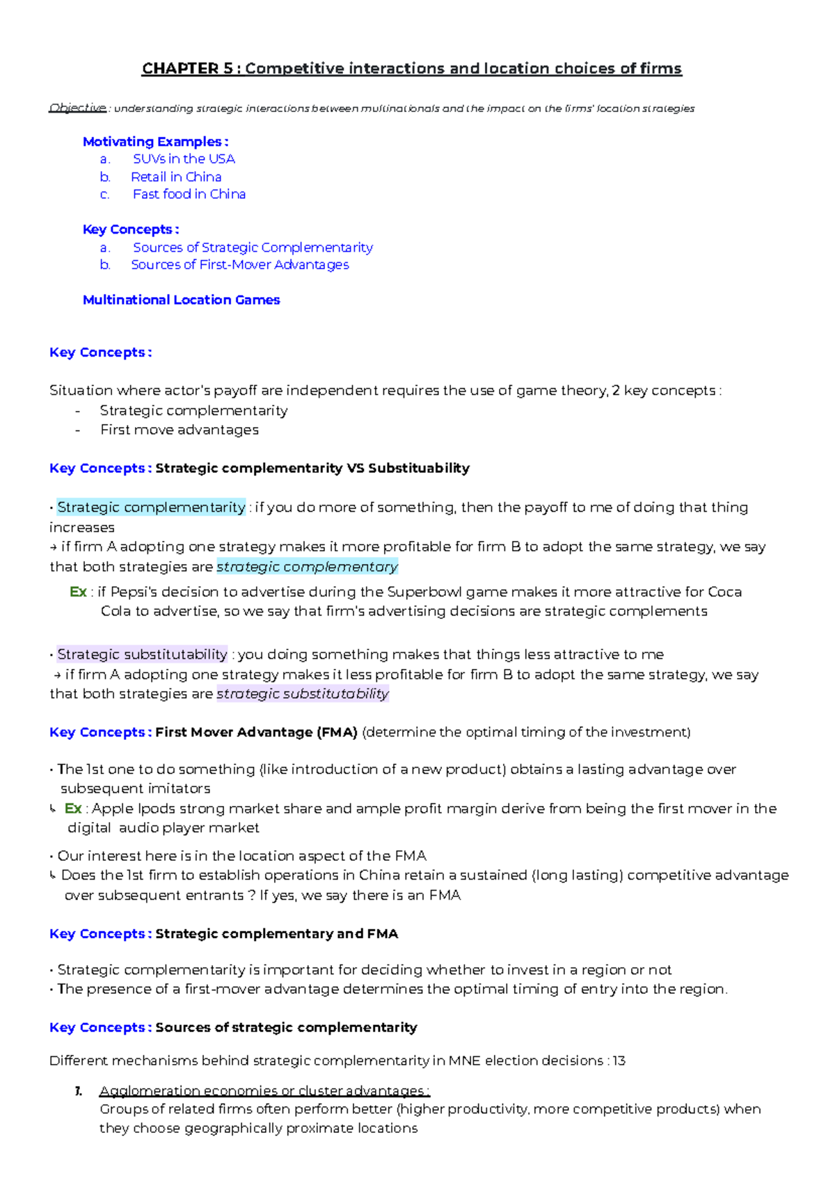 CHAPTER 5: Competitive Interactions & Location Strategies in MNEs - Studocu