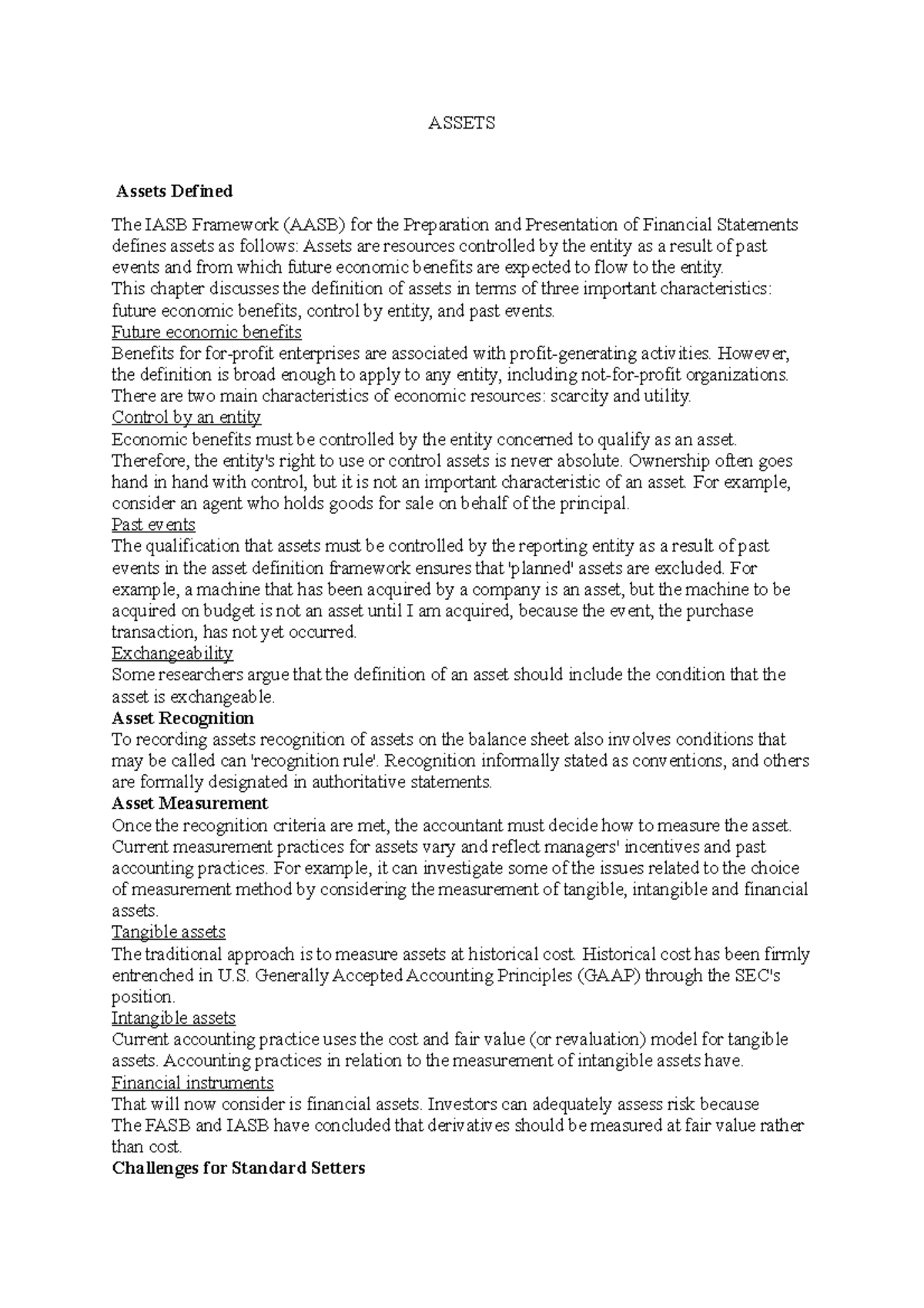 Accounting Theory Chapter 7: Understanding Assets and Their Recognition ...