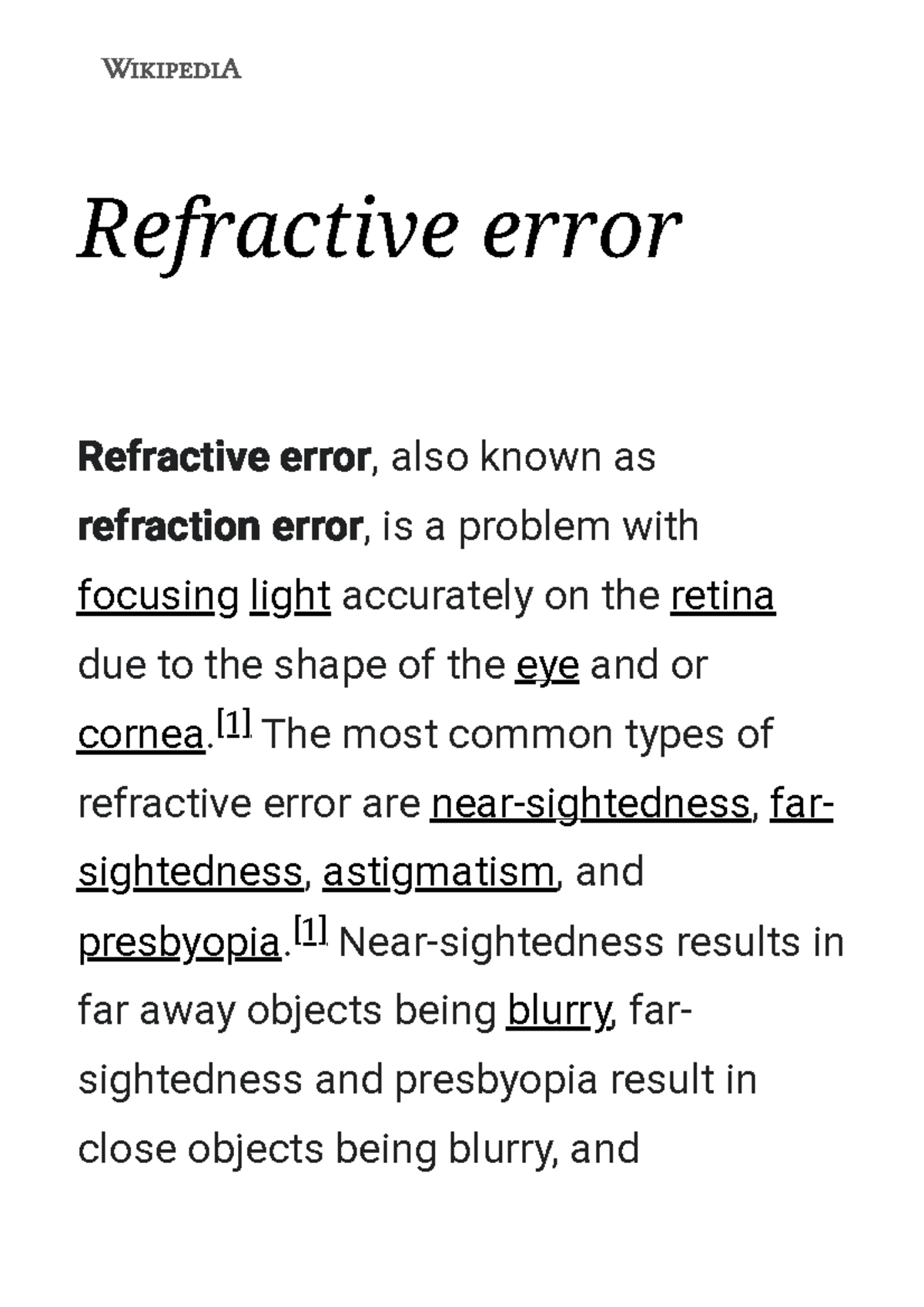 Refractive error - Wikipedia - Refractive error Refractive error, also ...