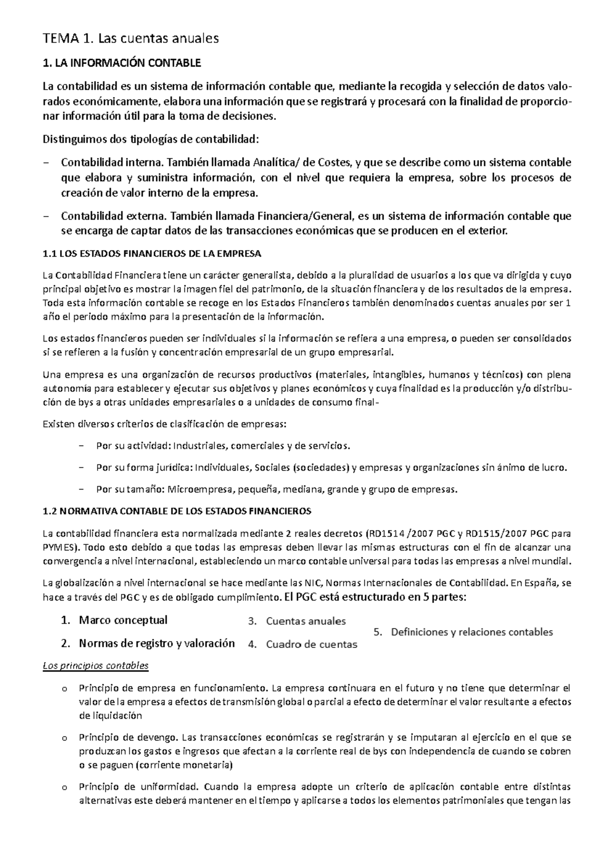 TEMA 1: Análisis de Estados Financieros y Cuentas Anuales (PGC) - Studocu