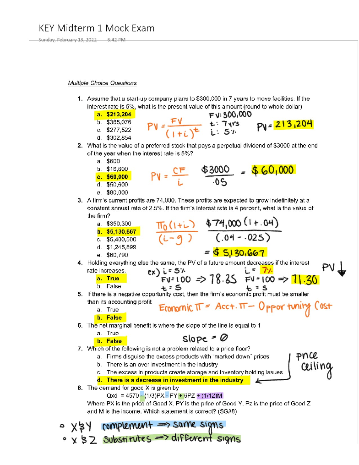 KEY Midterm 1 Mock Exam Review and Practice Questions - Studocu