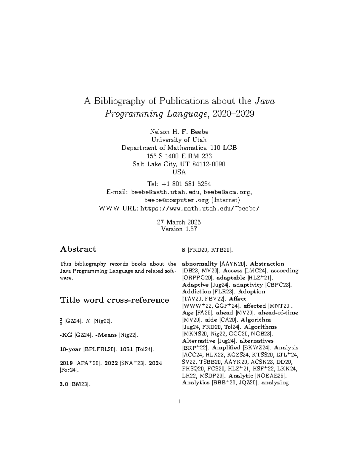 Java2020 - It is very important - A Bibliography of Publications about ...