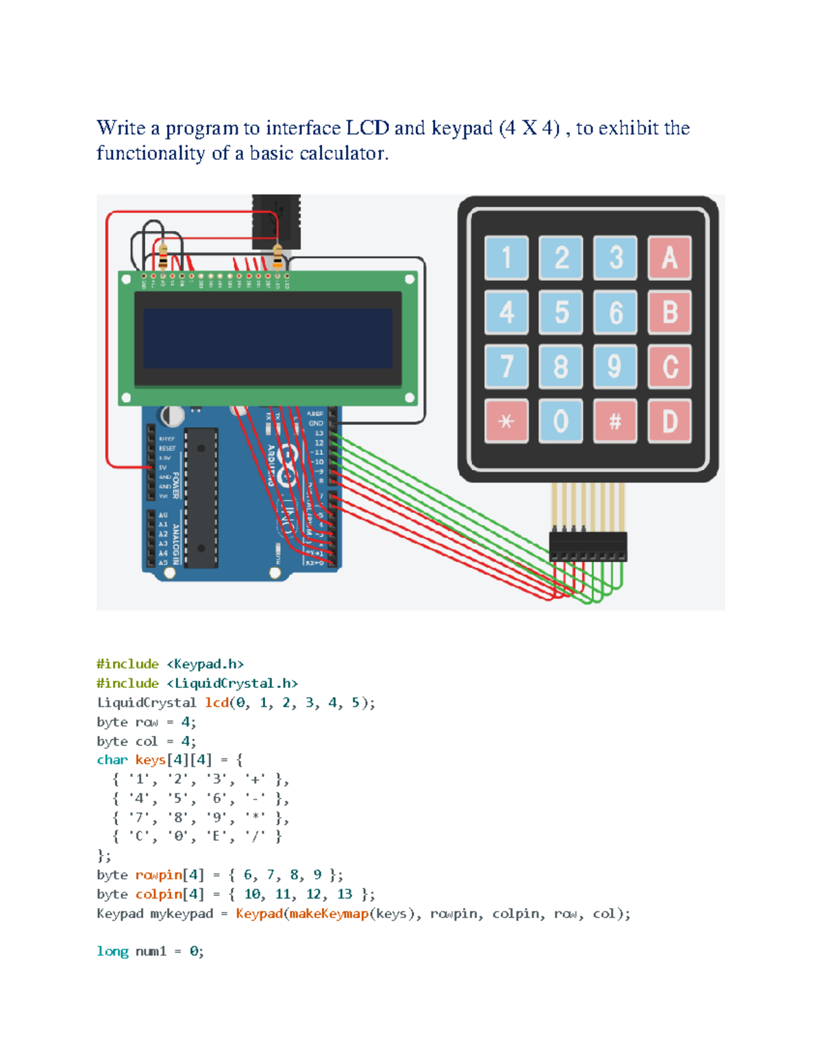 O Level M4 R5 IOT Practical Exam: LCD & Keypad Projects - Studocu