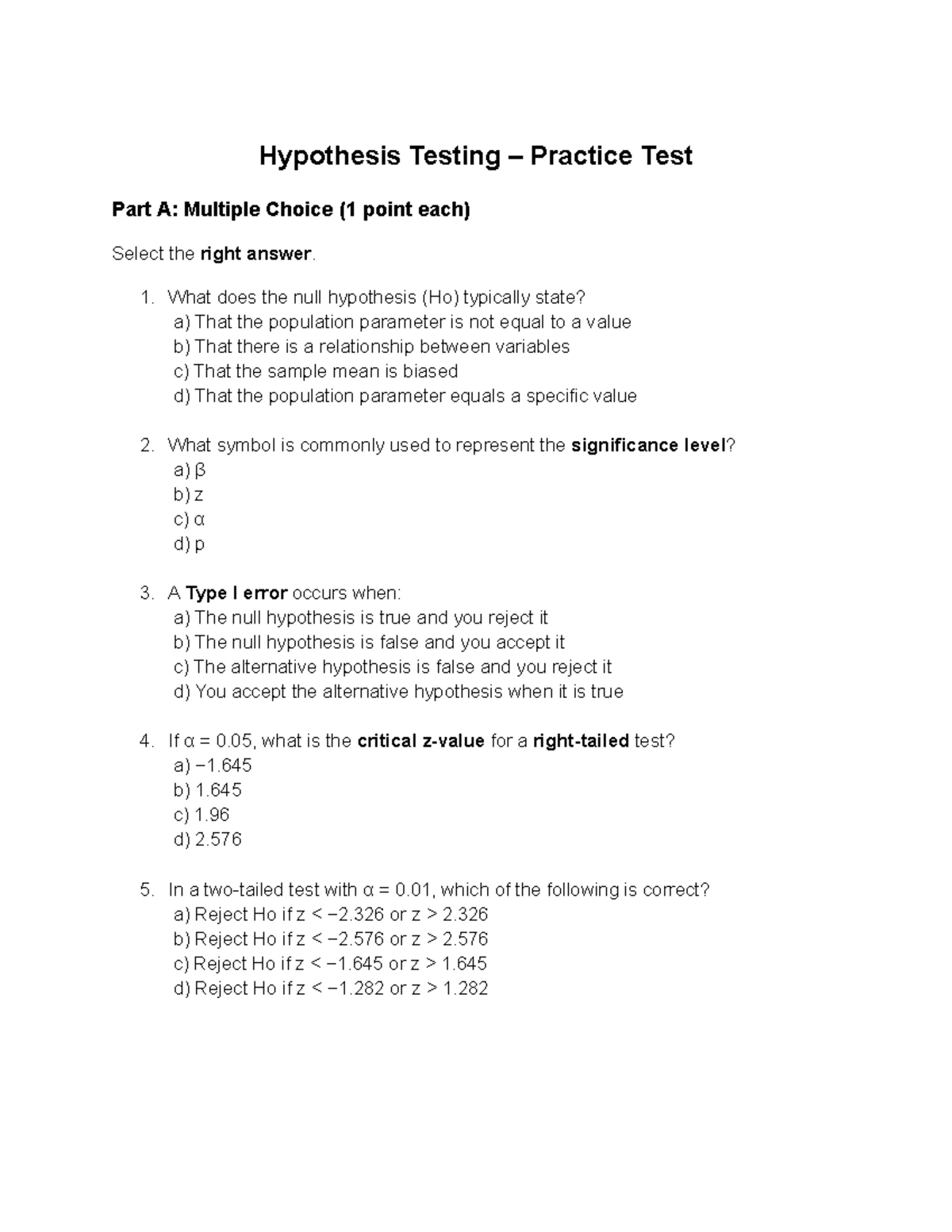 Midterm Exam Review for BCOR250: Probability & Statistics II (Fall 2021 ...