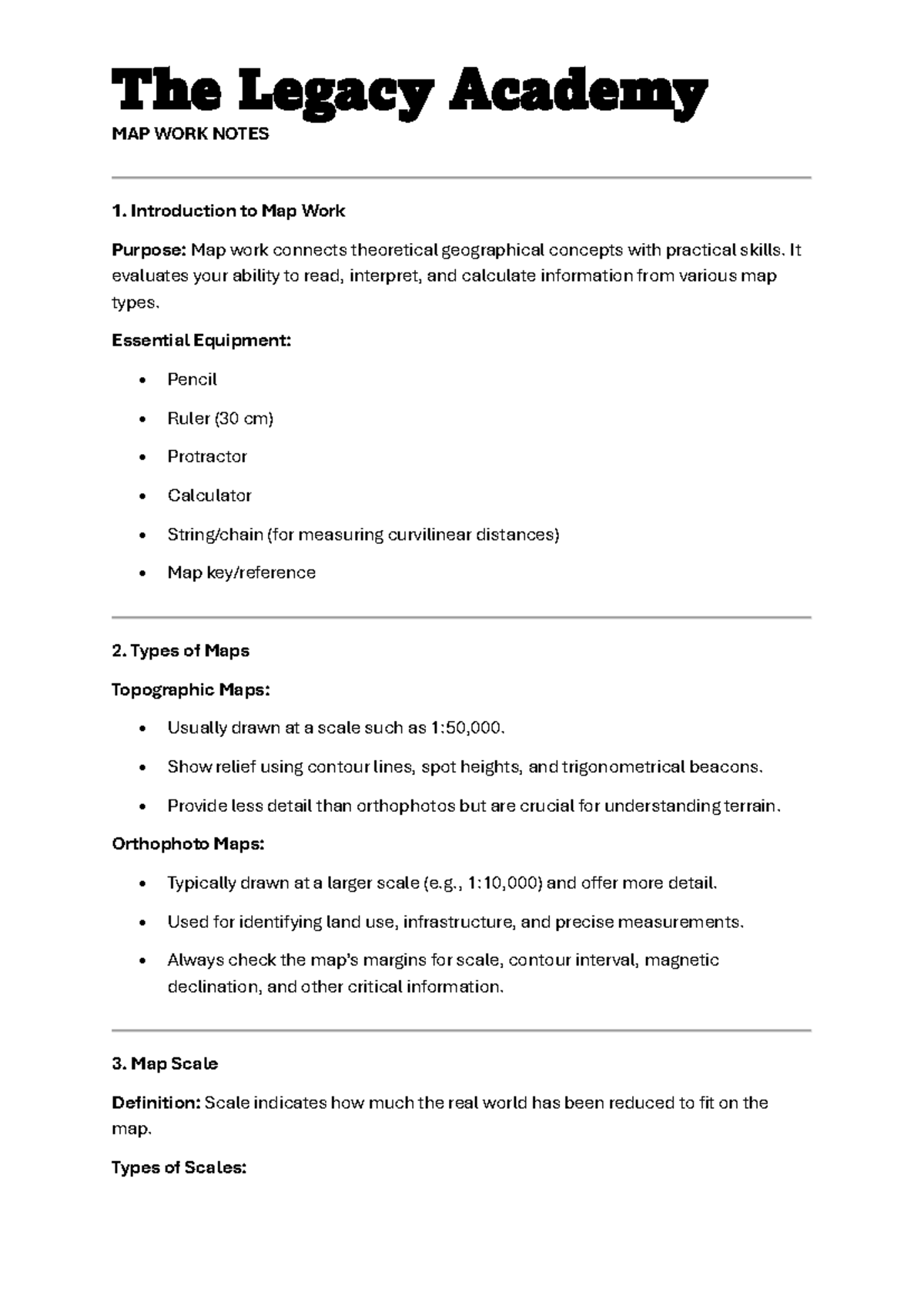 The Legacy Academy MAP WORK NOTES: Essential Skills and Techniques ...