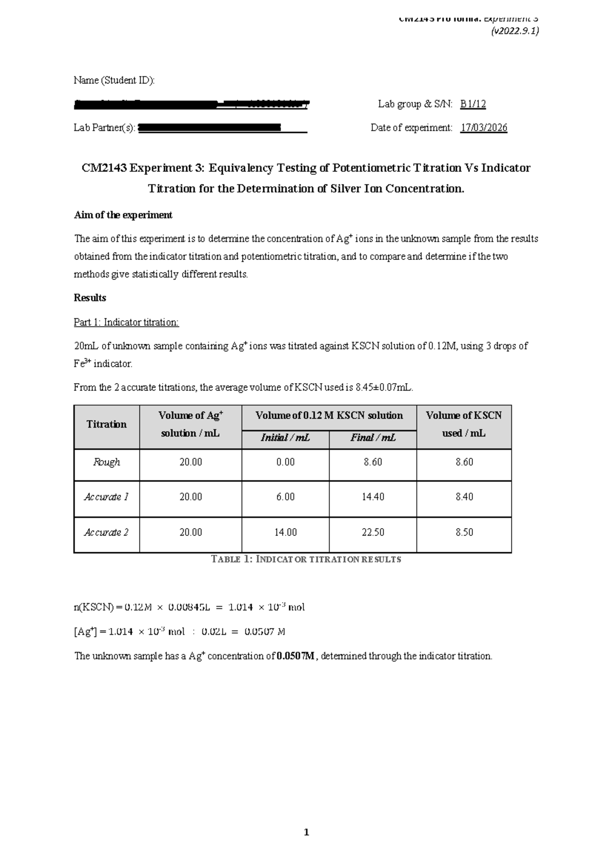 CM2143 Experiment 3: Comparing Potentiometric and Indicator Titration ...