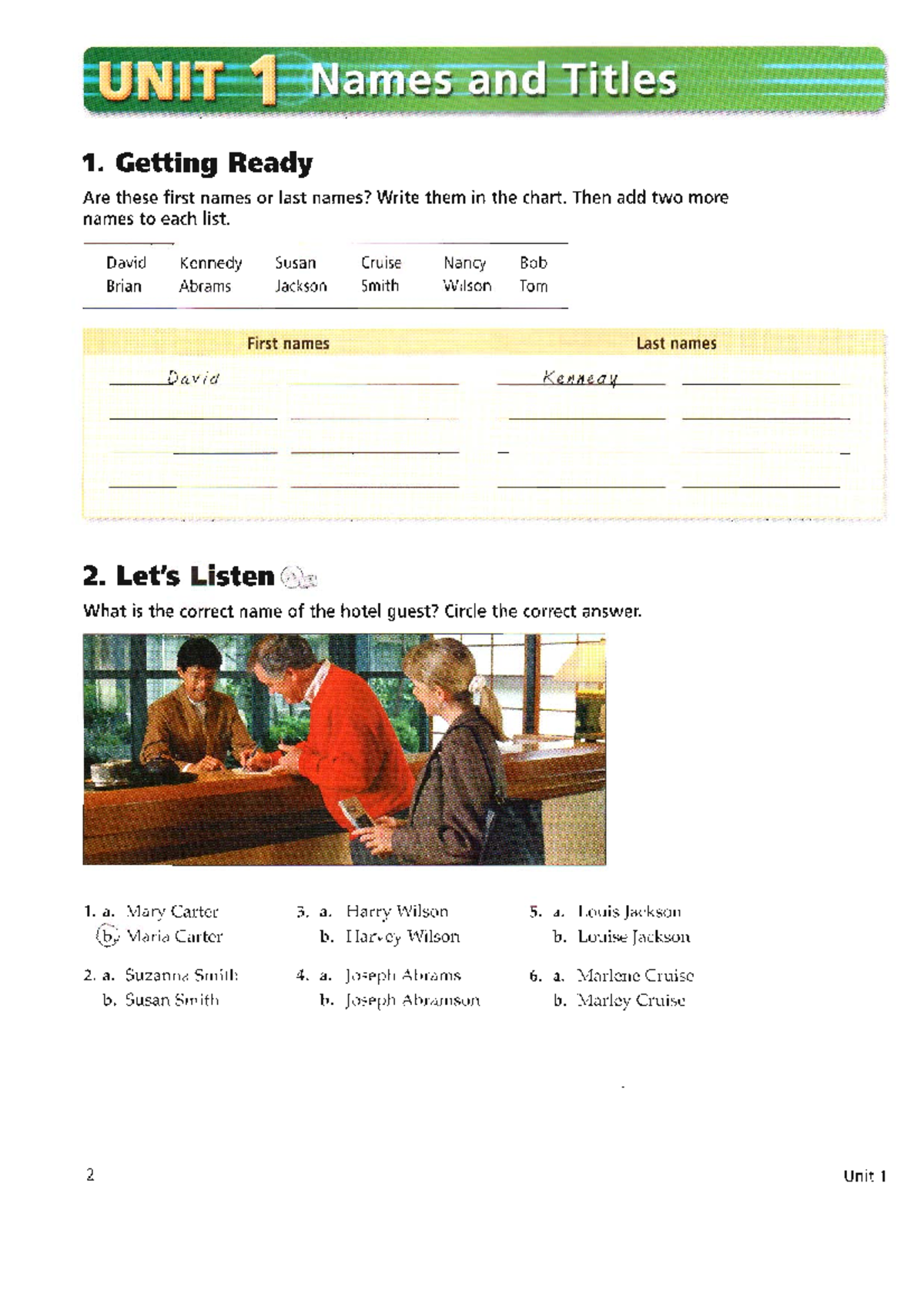 Tactics for Listening - Basic - Unit 1: Names and Titles Activities ...