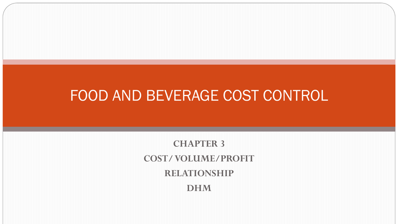 FOOD AND BEVERAGE COST CONTROL CHAPTER 3 NOTES - Studocu