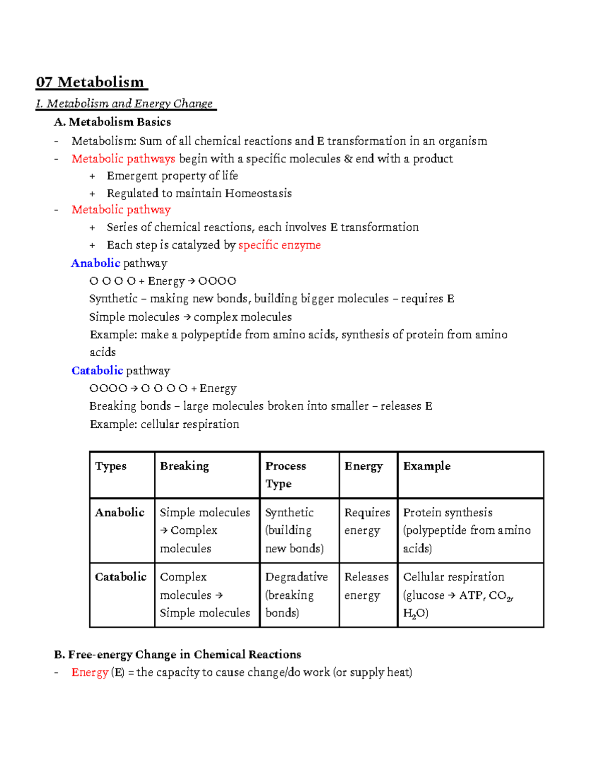 Lecture 7: Metabolism I - Energy Changes and Redox Reactions - Studocu