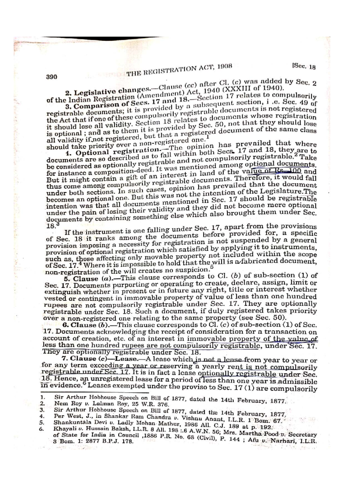 Registration Act, 1908: Analysis of Sections 17-21 and Amendments - Studocu
