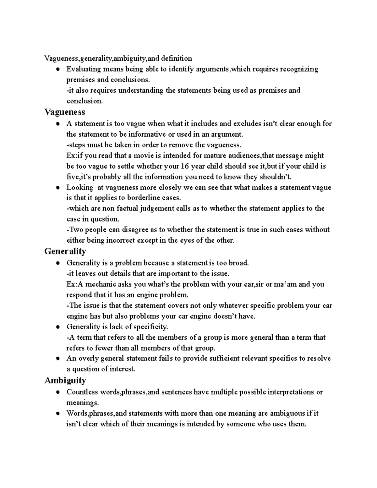 Critical Thinking Analysis: Vagueness, Ambiguity, and Definitions - Studocu