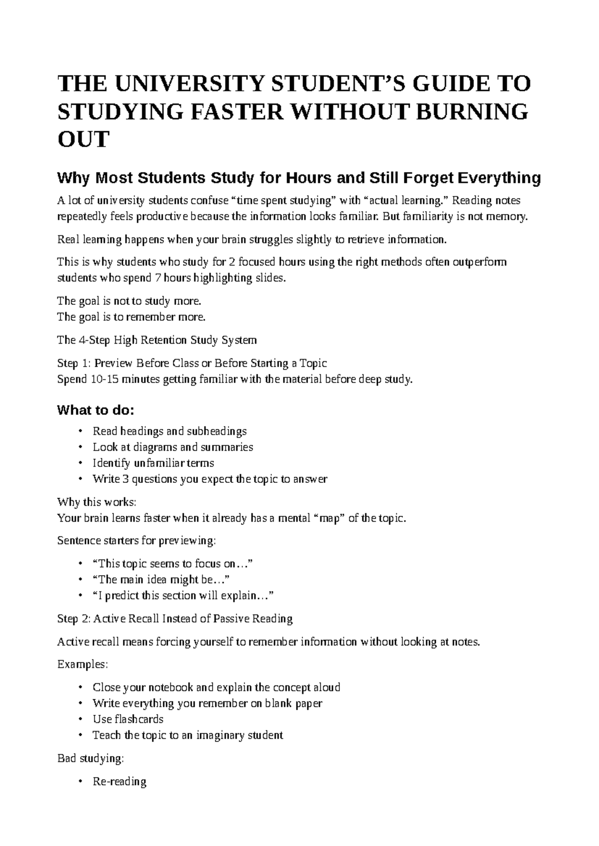 Study Guide: Mastering Efficient Study Techniques for University ...