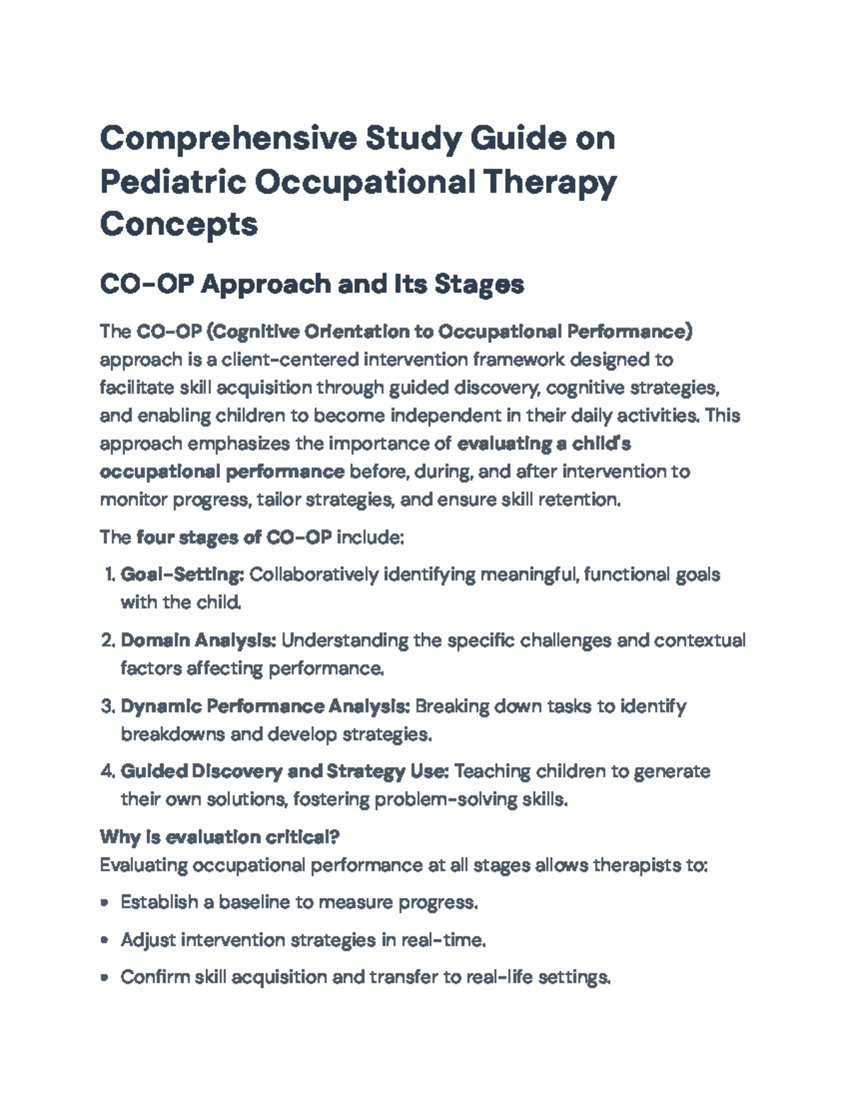 Comprehensive Study Guide for Pediatric Occupational Therapy (OTA ...