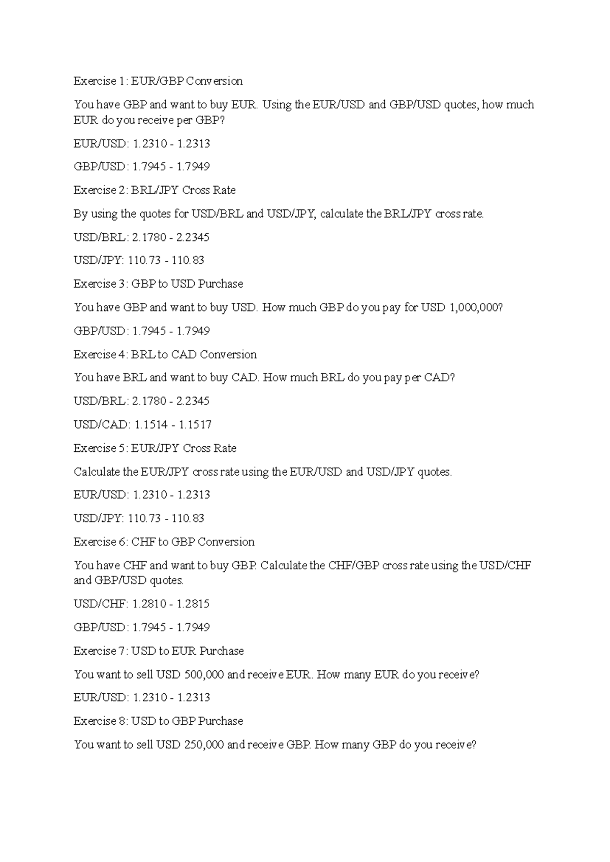 Exercise 1-15: Currency Conversion & Arbitrage Strategies - Module 1 -  Studocu