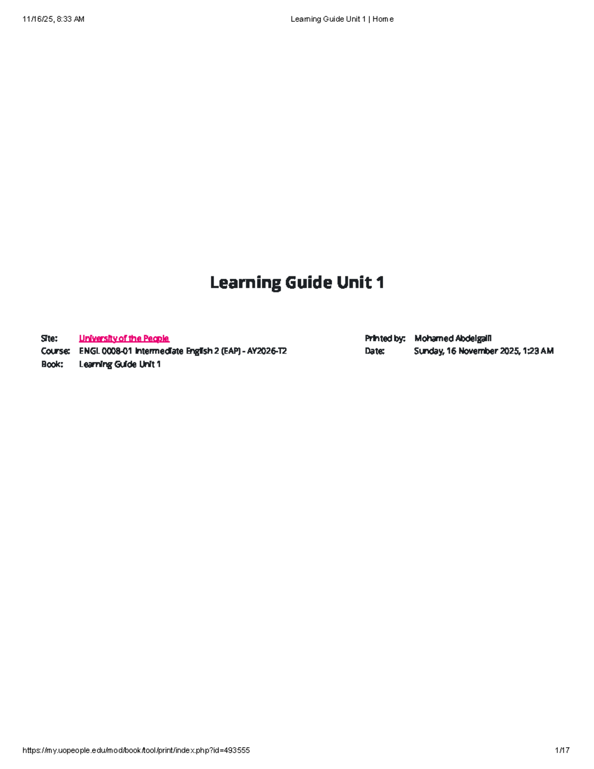 ENGL 2 (EAP) Learning Guide: Unit 1 Overview & Assignments - Studocu