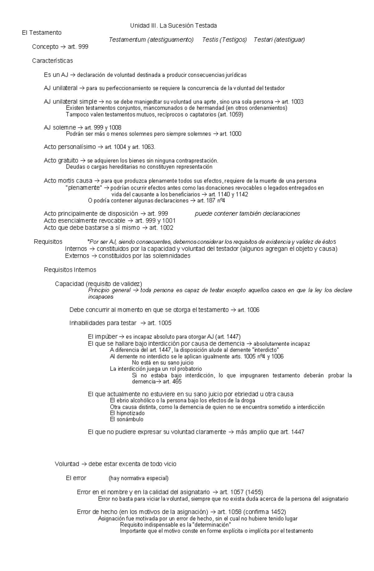 Unidad III: La Sucesión Testada - Conceptos y Requisitos Jurídicos ...