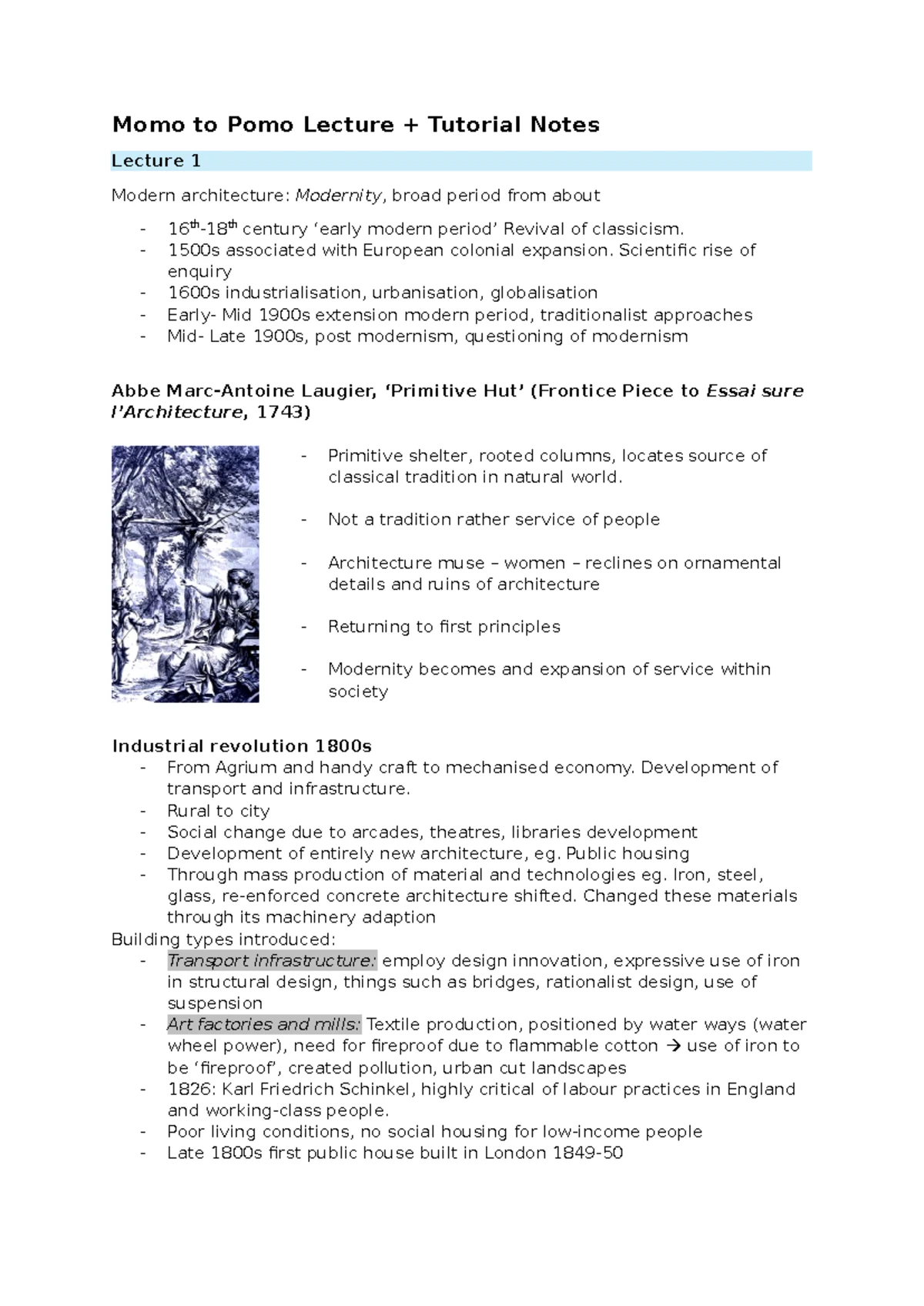 MOMO 101: Lecture Notes on 19th Century Architecture Concepts - Studocu