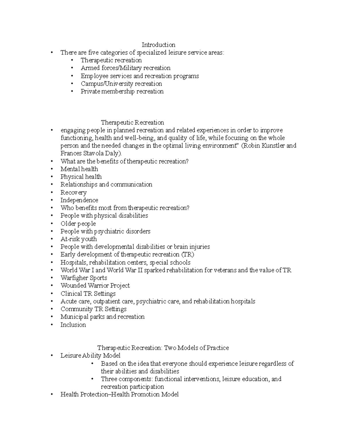 RSM 242 Leisure Service Delivery System - What is the Leisure Service ...