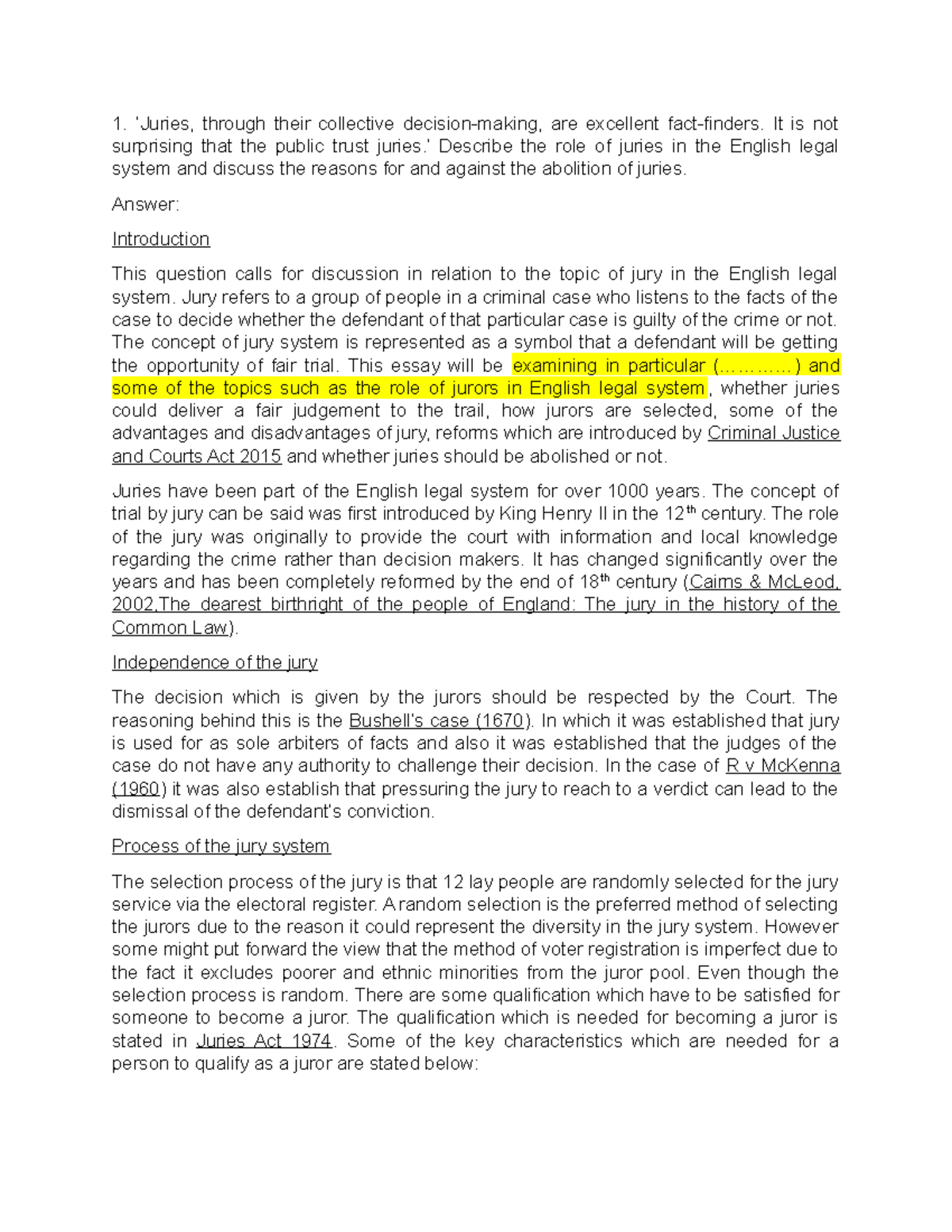 ENG 201 Jury System Analysis: Role, Pros, and Cons in Legal Context ...