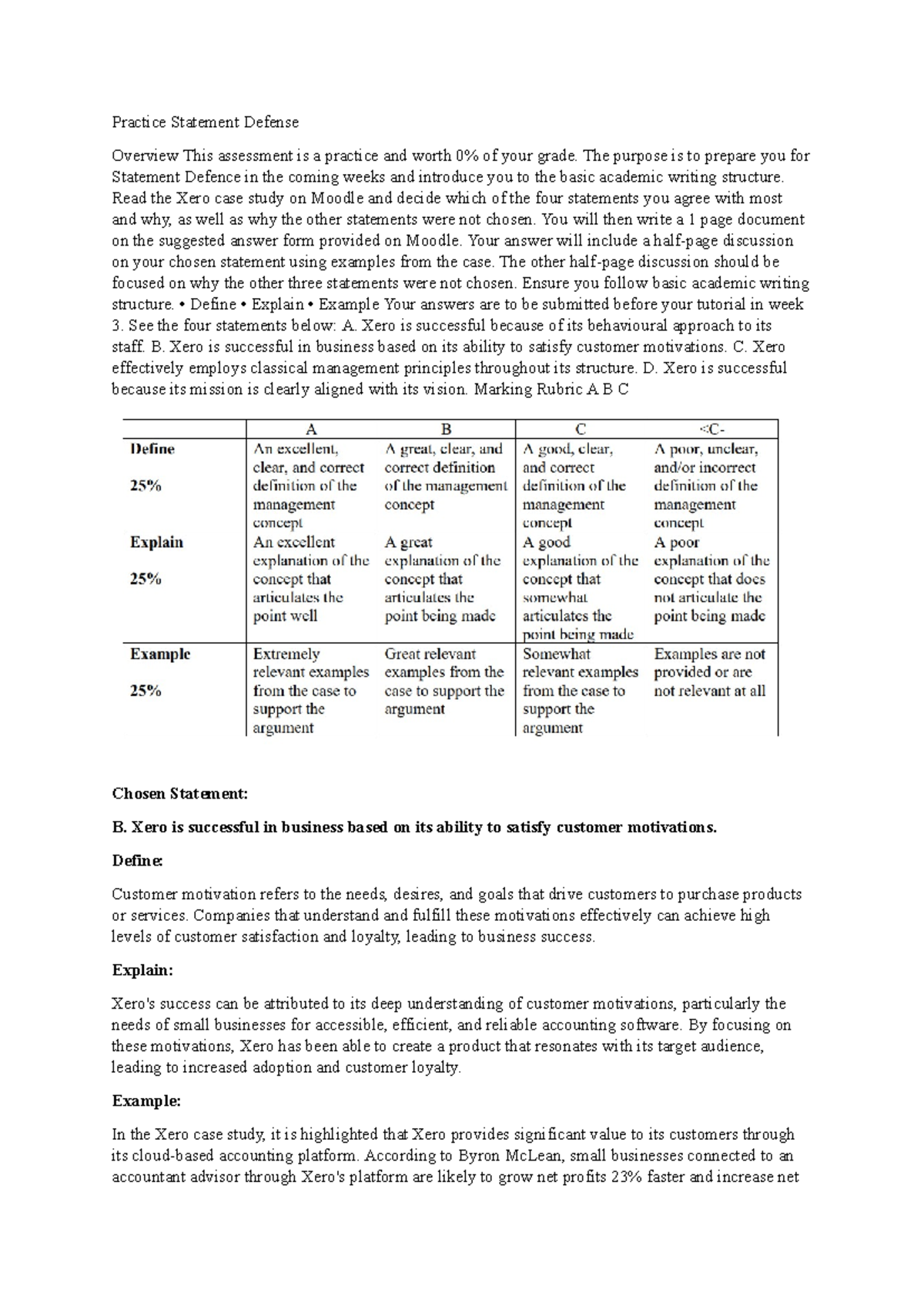Practice statement defense - Practice Statement Defense Overview This ...