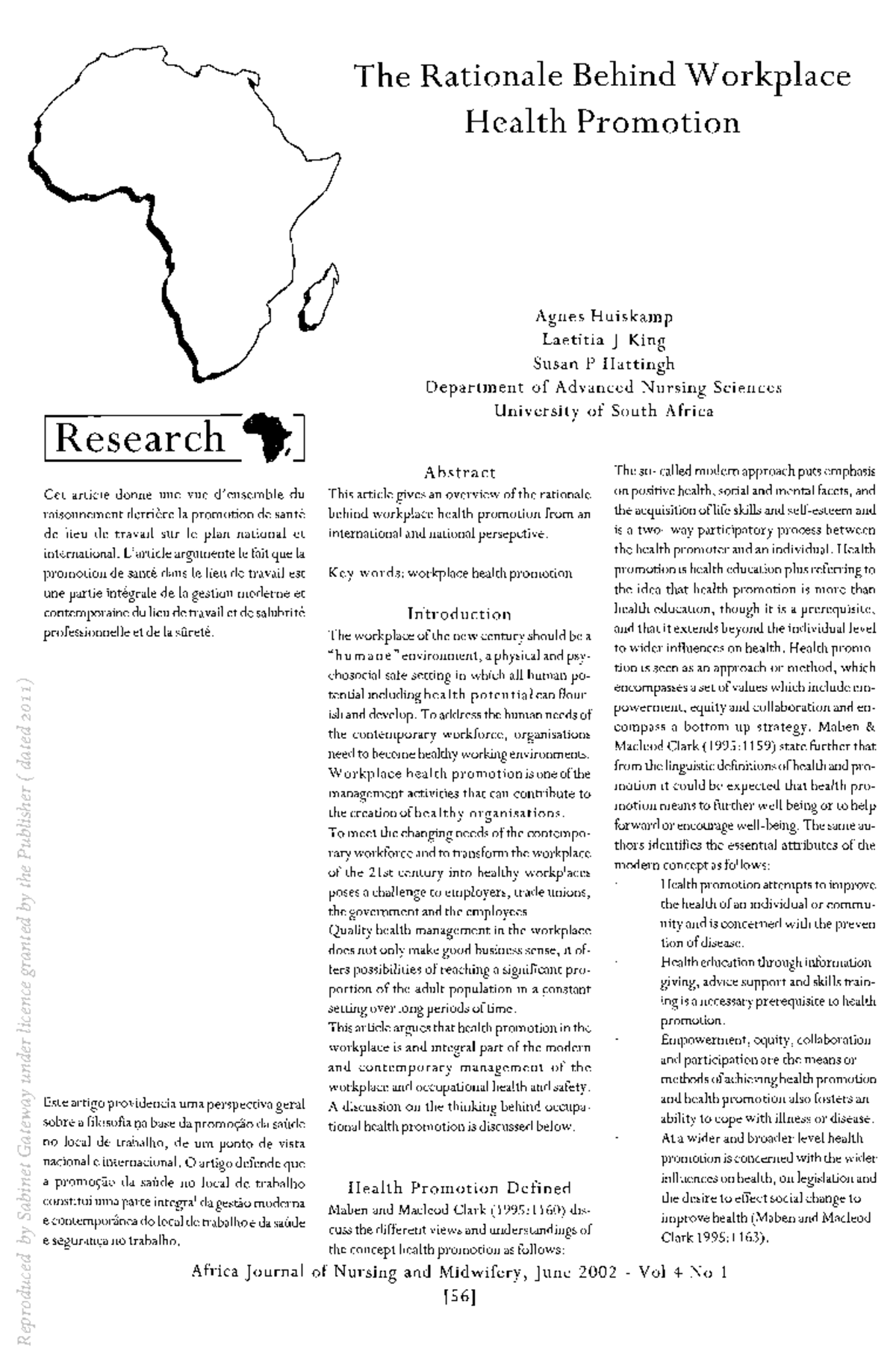 Rationale Behind Workplace Health Promotion: A Comprehensive Overview ...