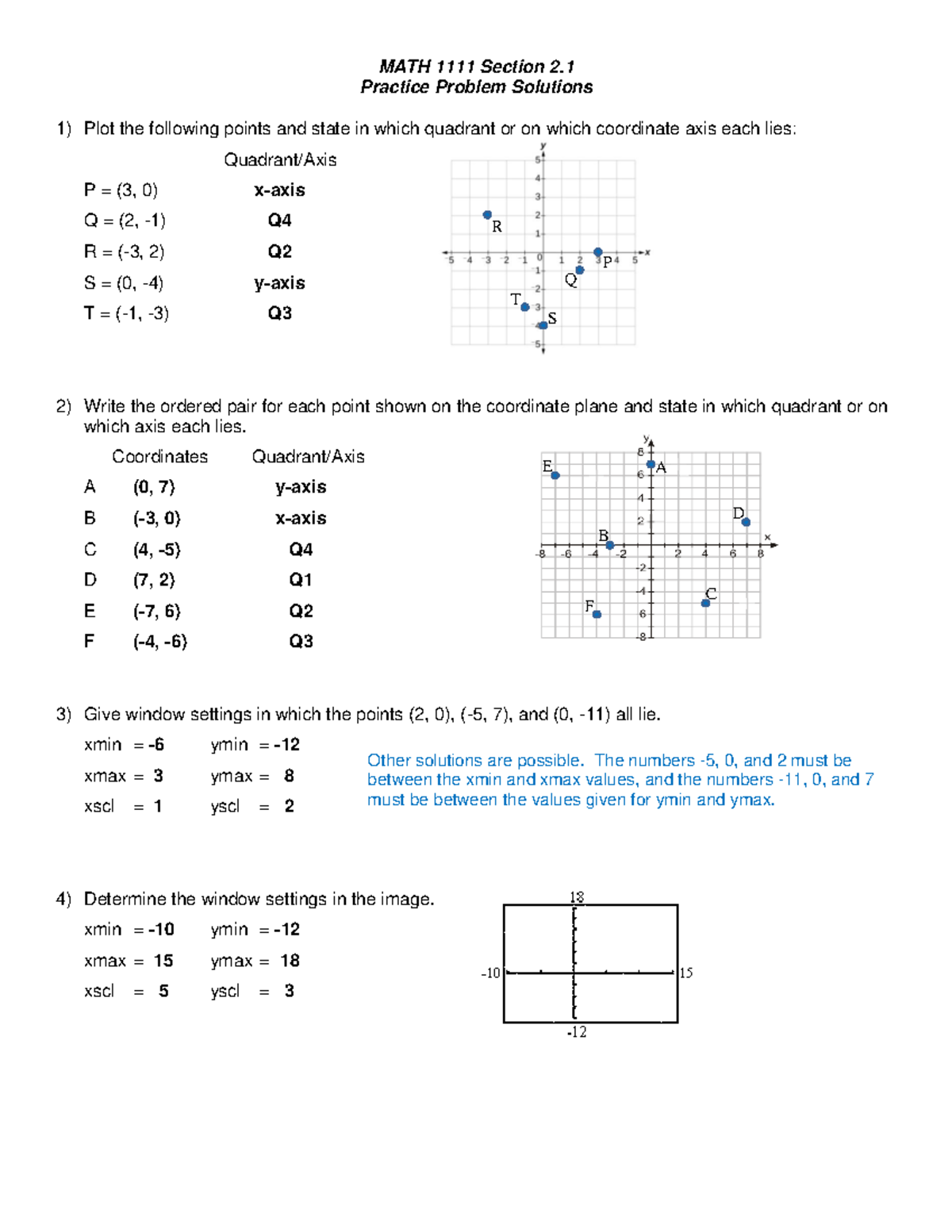 MATH 1111 Sec 2.1 - Practice Problem Solutions Answer Key - Studocu