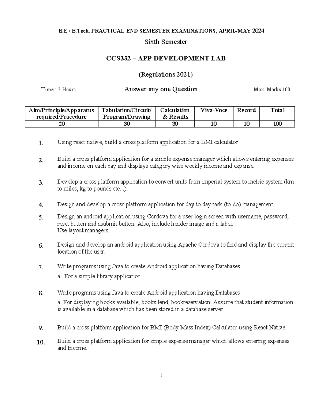 B.E B.Tech. CCS332 App Development Lab - Practical Exam Notes 2024 ...