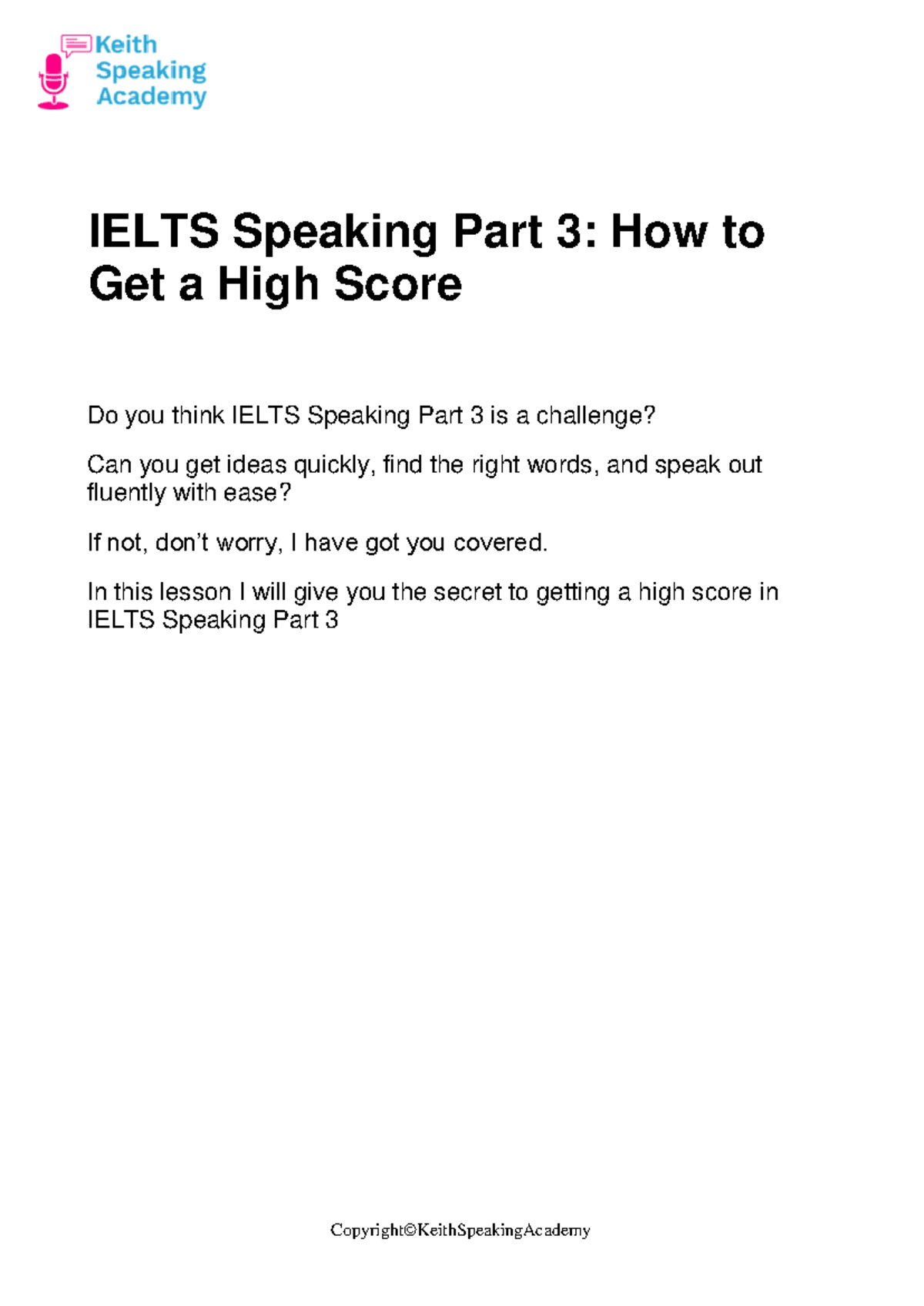 How to Get a High Score in Ielts Speaking Part 3 - IELTS Speaking Part ...