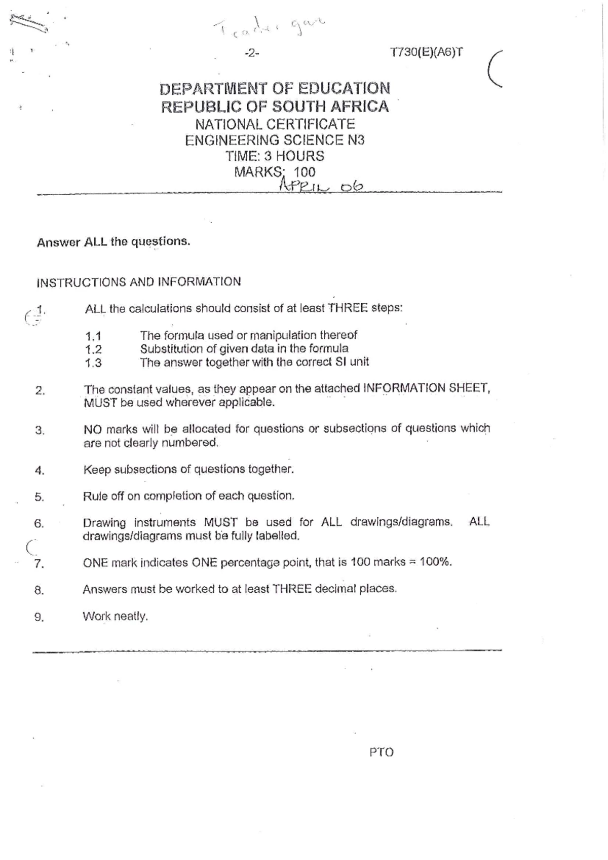 Eng. Science N3 Apr 2012 - T650(E)(M30)T DEPARTMENT OF HIGHER EDUCATION ...