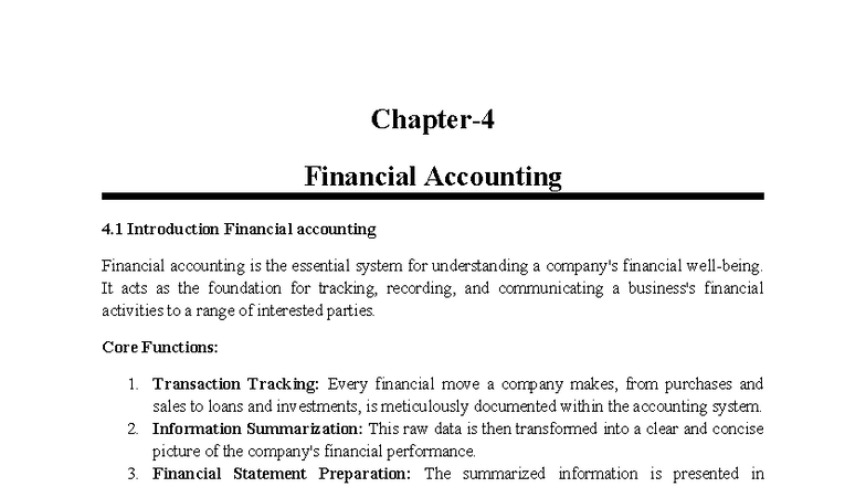 Financial Accounting 4.1: Introduction and Core Functions - Studocu