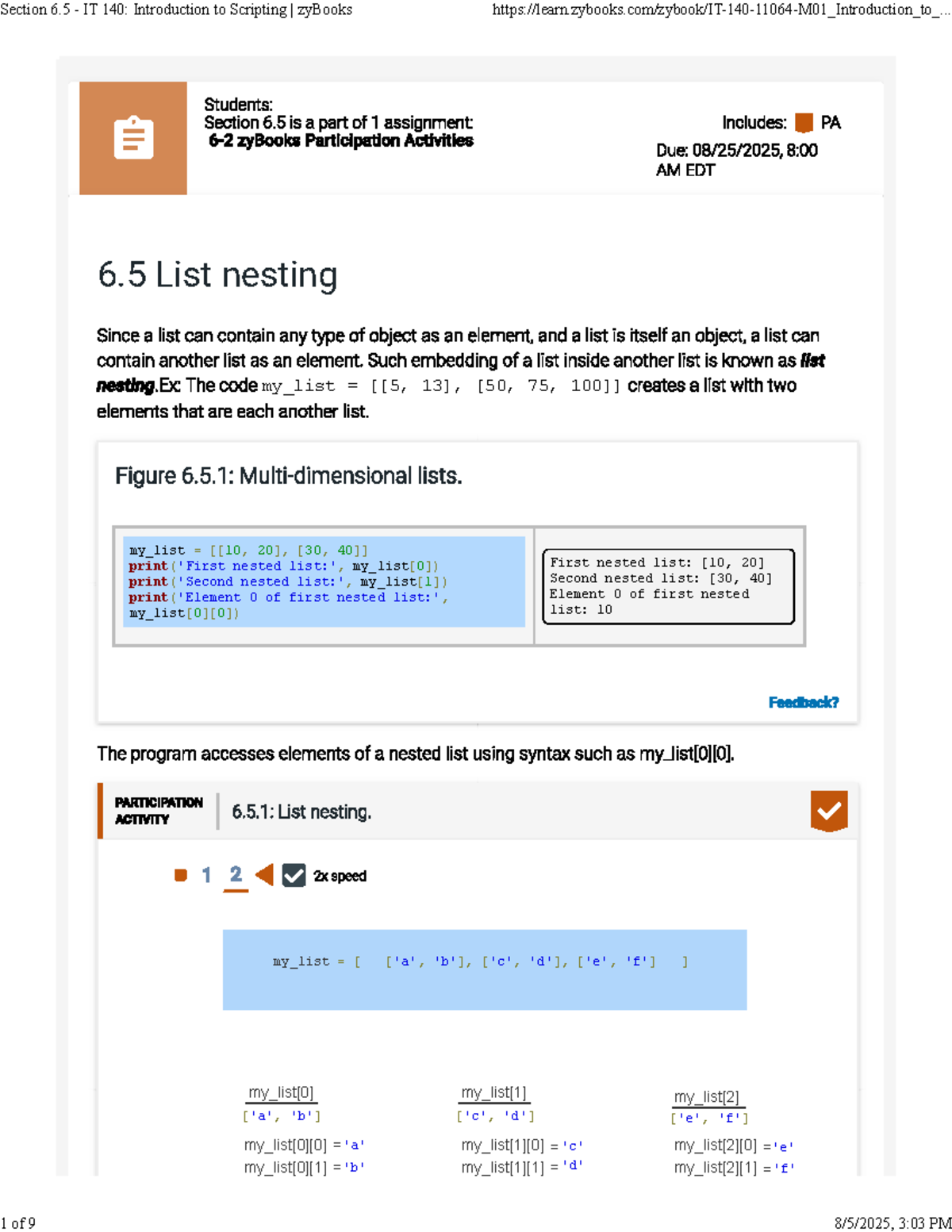 IT 140: Section 6.5 List Nesting Practice and Examples - Studocu