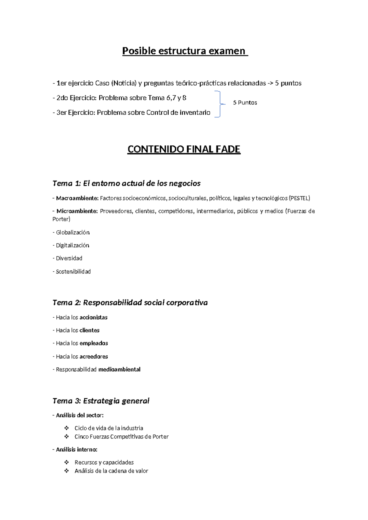 FADE 1er Examen: Estructura y Problemas de Control de Inventario - Studocu