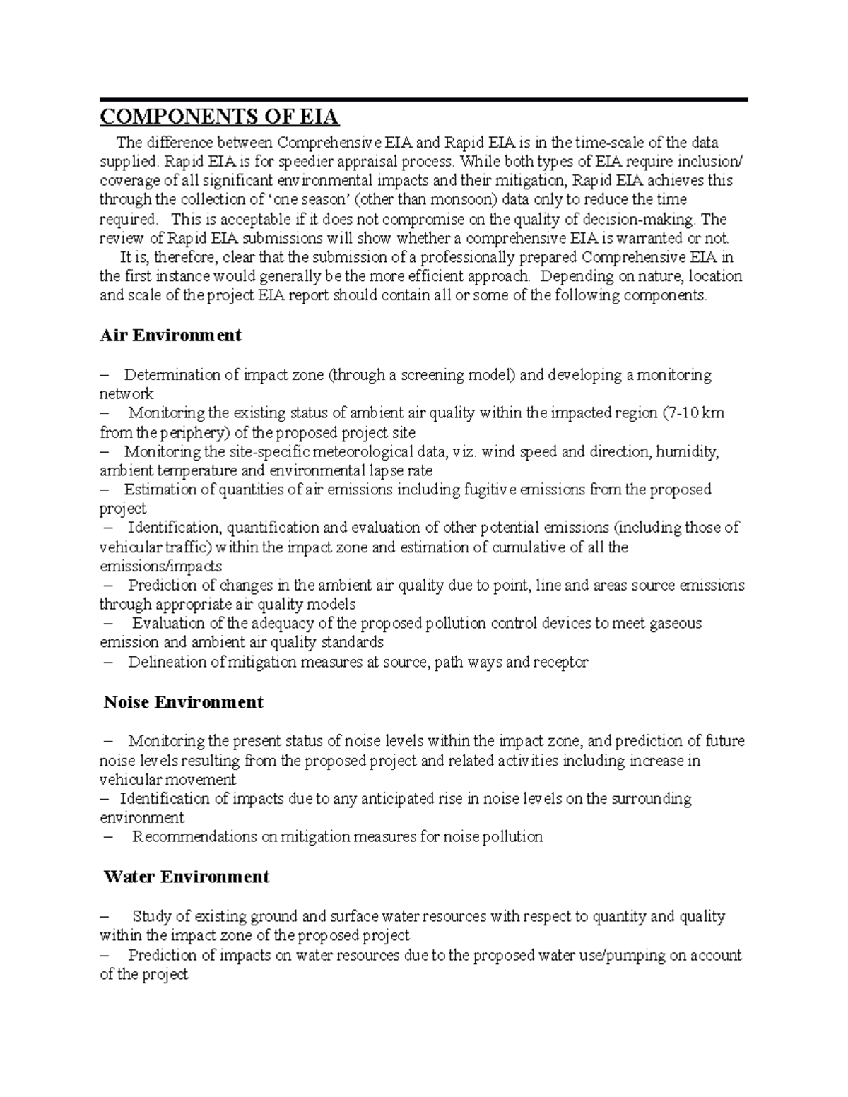Components of EIA: Detailed Notes on Environmental Impact Assessment ...