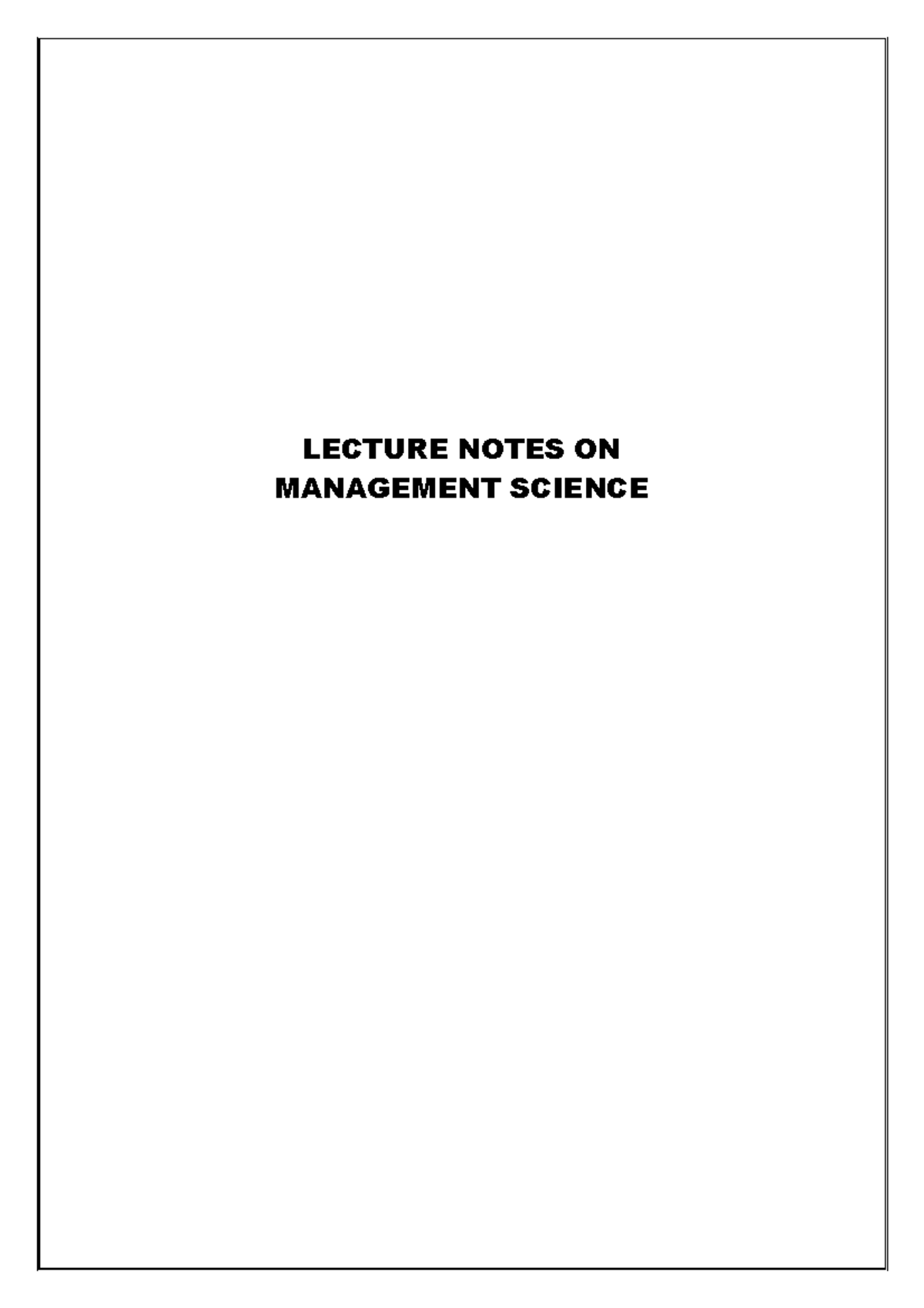 MSdxckascqwascdc - LECTURE NOTES ON MANAGEMENT SCIENCE UNIT- 1 ...