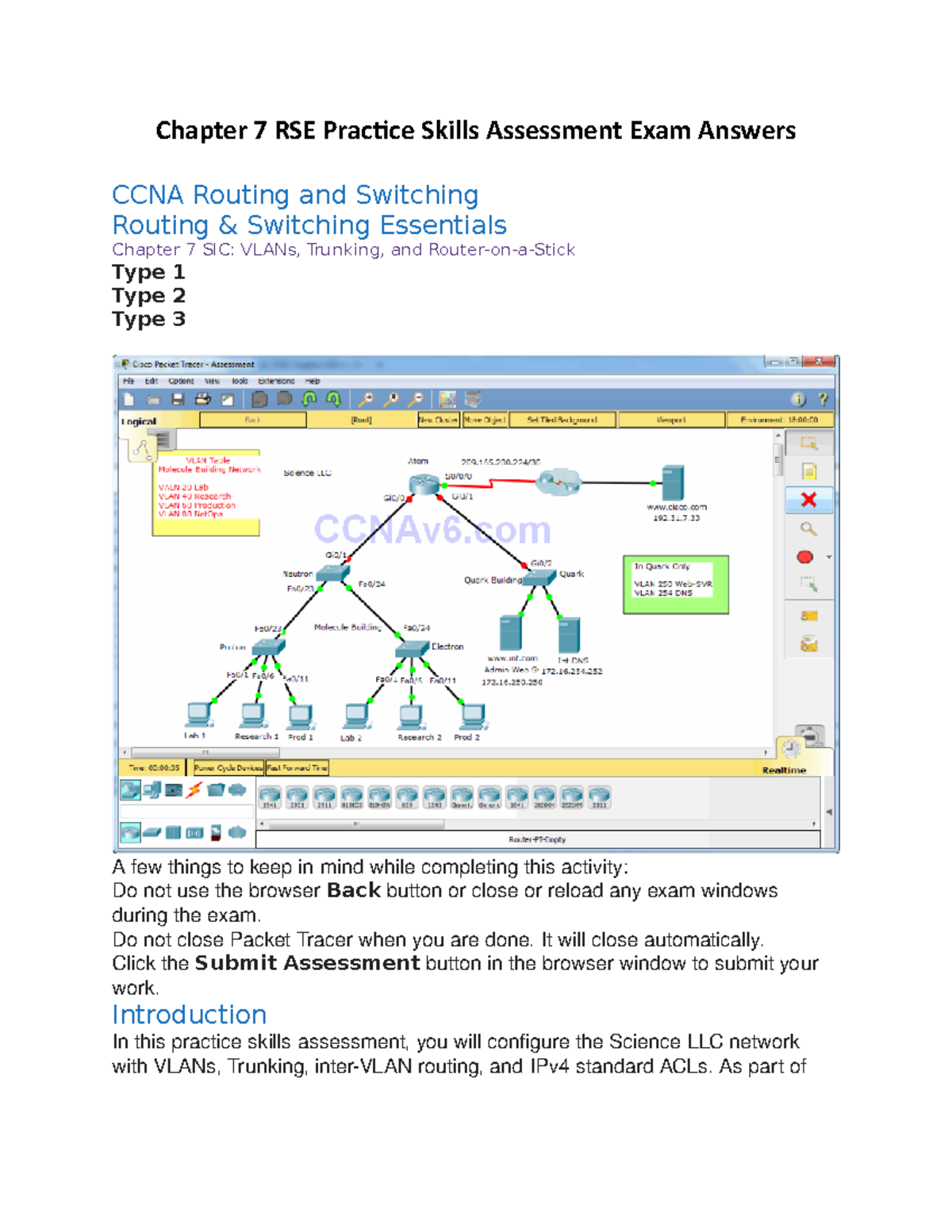 Chapter 7 CCNA RSE Skills Assessment: VLANs & Inter-VLAN Routing - Studocu