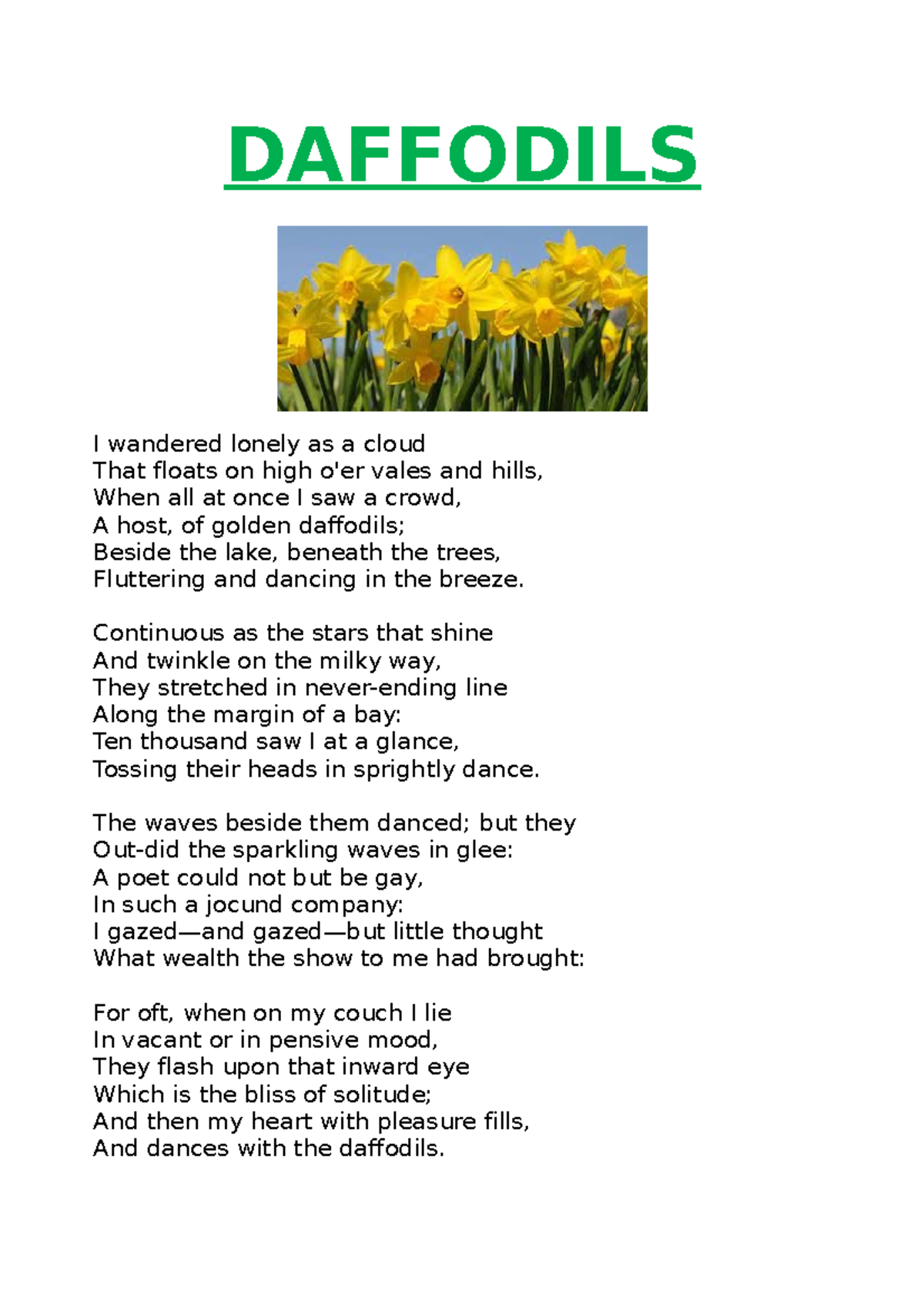 DAF 101: Daffodils Analysis - Questions and Answers Guide - Studocu