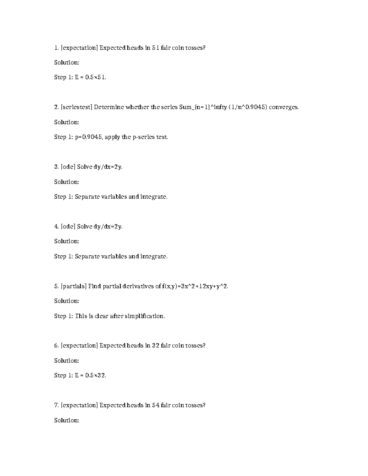 Math 1008: ODE Solutions for Coin Toss Expectations and Series ...